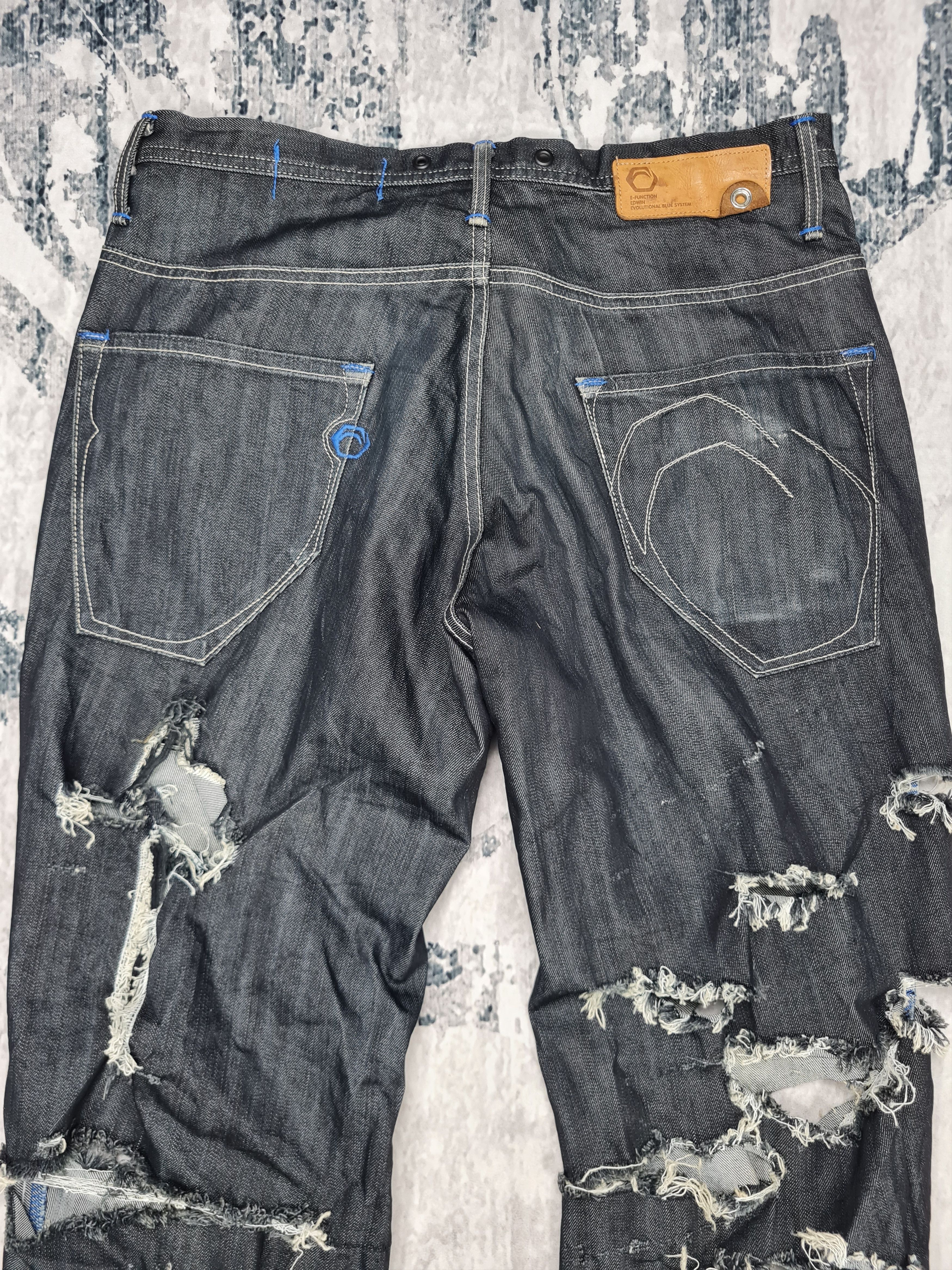 Edwin EDWIN FUNCTION Ripped Distressed Design Jeans 33x33 JB0034 Size US 33 - 8 Thumbnail