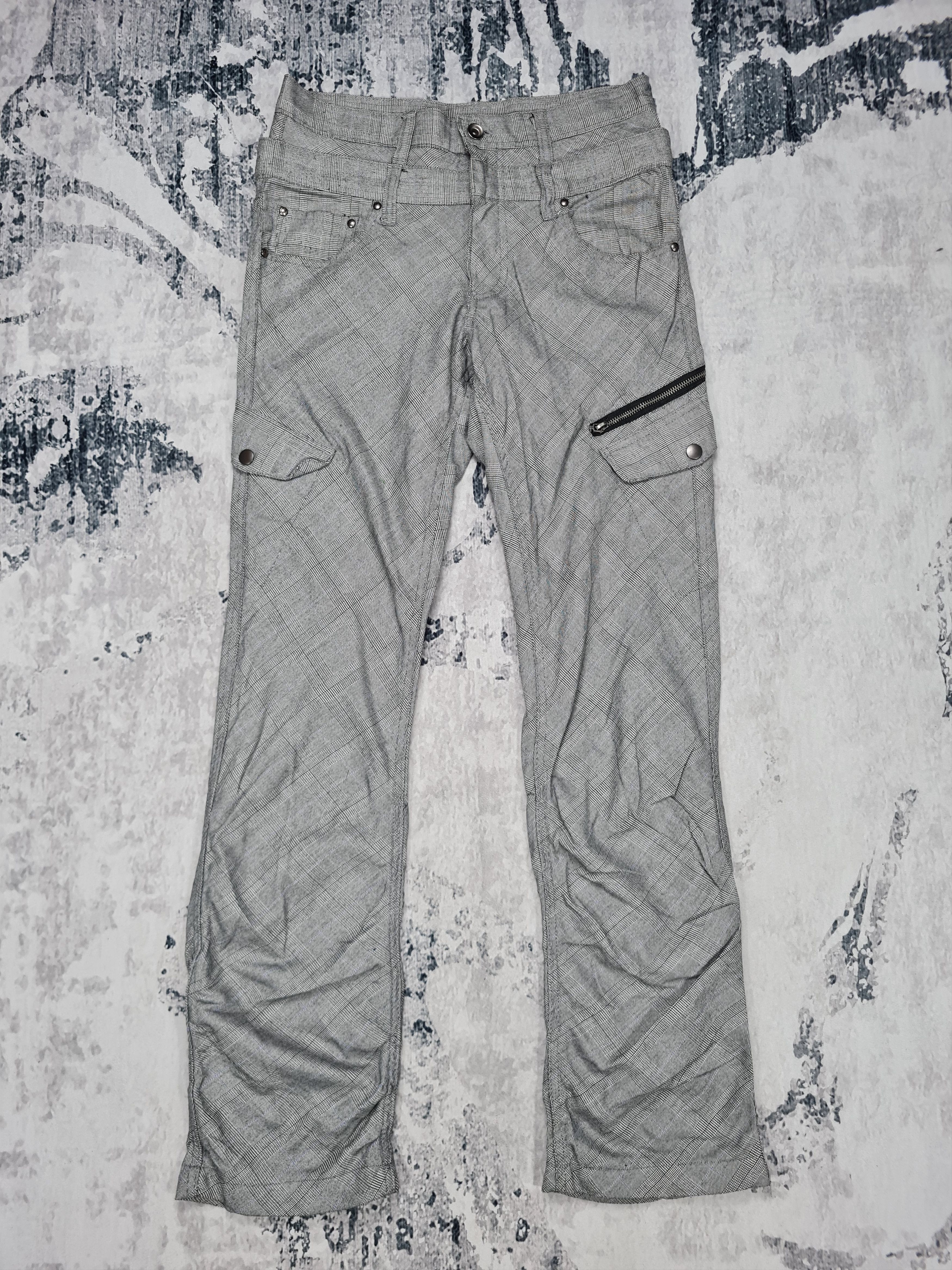Japanese Brand Double Waist Multi Pocket Checked Punk Design 30x31 JB0014 Size US 30 / EU 46 - 1 Thumbnail