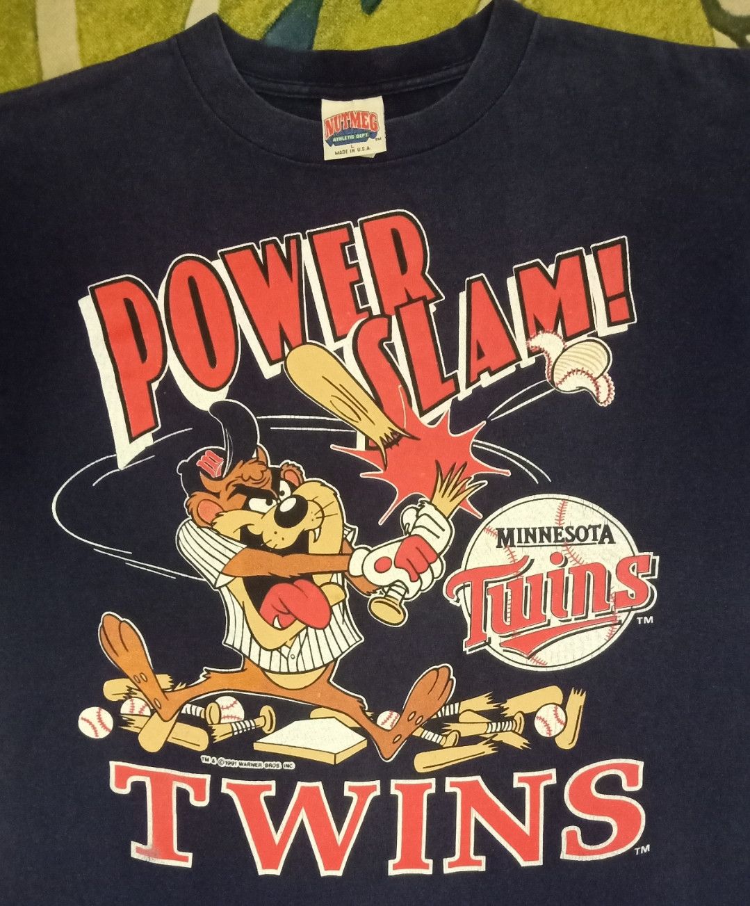 MLB × Nutmeg × Warner Bros Vintage 90s MLB Minnesota Twins x Tasmanian Devil T-shirt Size US L / EU 52-54 / 3 - 6 Thumbnail