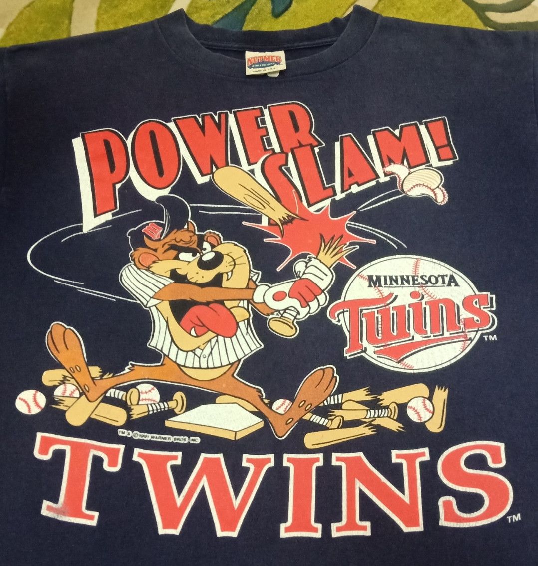MLB × Nutmeg × Warner Bros Vintage 90s MLB Minnesota Twins x Tasmanian Devil T-shirt Size US L / EU 52-54 / 3 - 10 Thumbnail