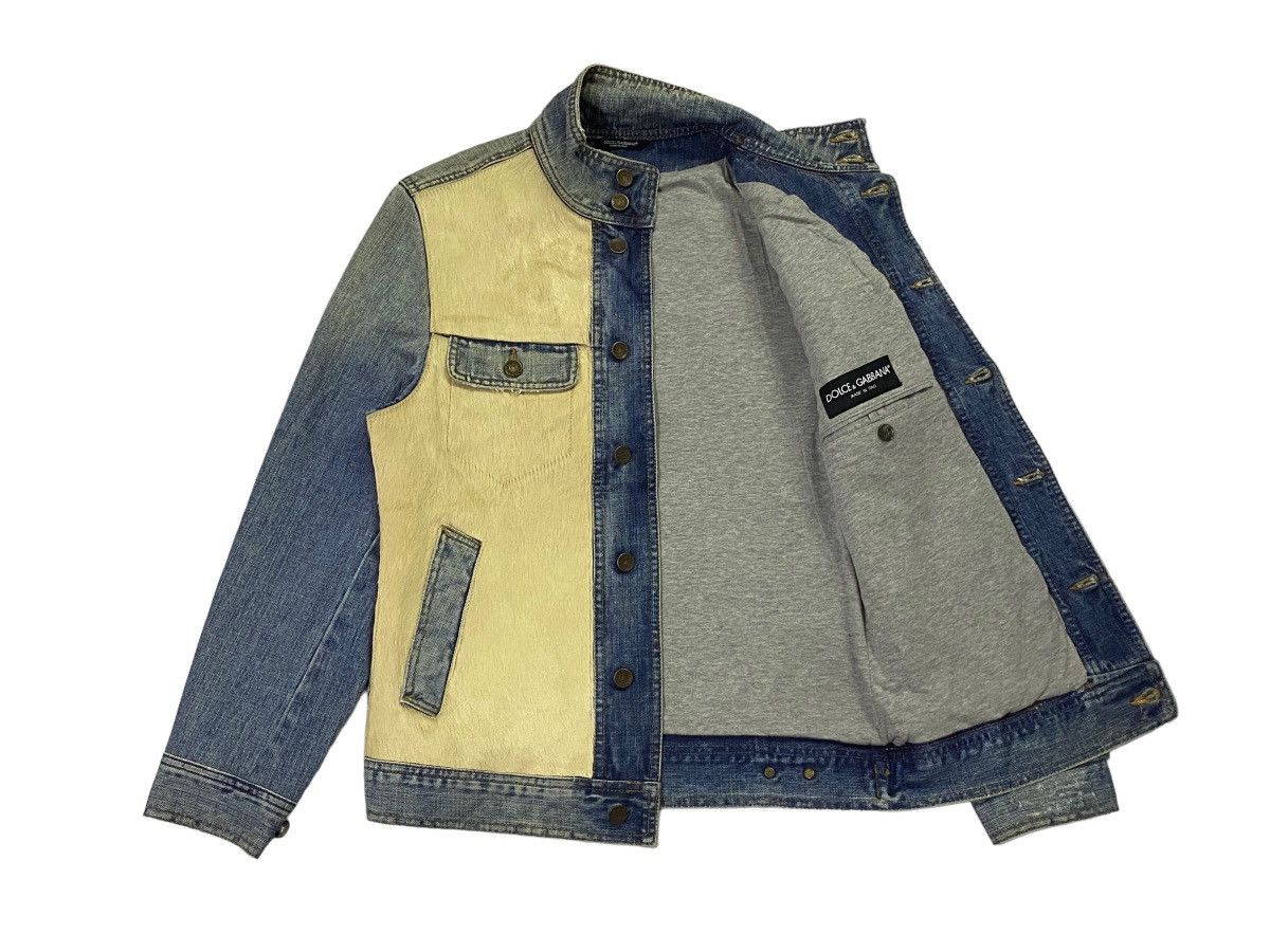 Designer Rare‼️D&G Rigid Denim Horsehide Jacket Size US M / EU 48-50 / 2 - 22 Thumbnail