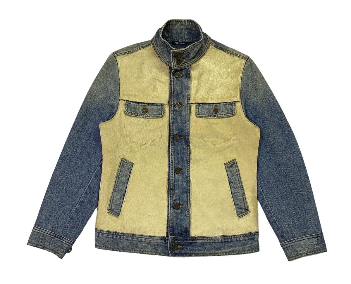 Designer Rare‼️D&G Rigid Denim Horsehide Jacket Size US M / EU 48-50 / 2 - 2 Thumbnail