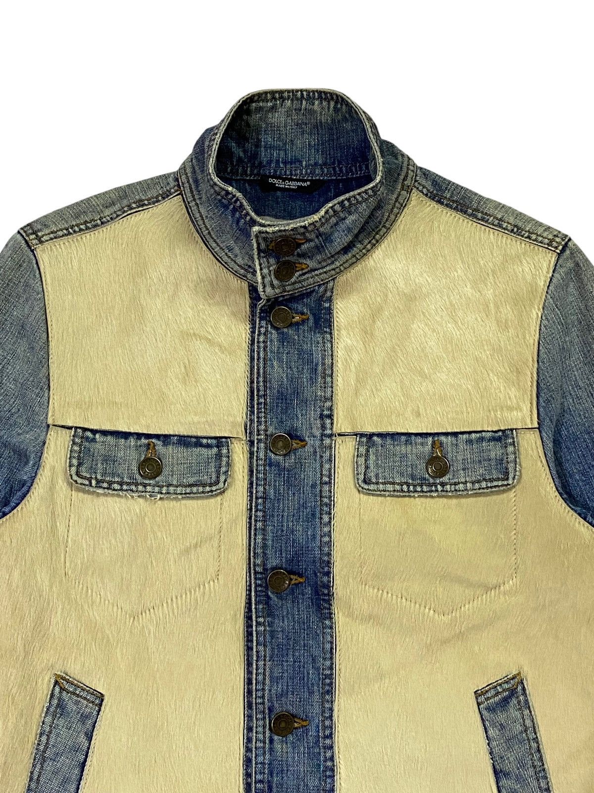 Designer Rare‼️D&G Rigid Denim Horsehide Jacket Size US M / EU 48-50 / 2 - 17 Thumbnail