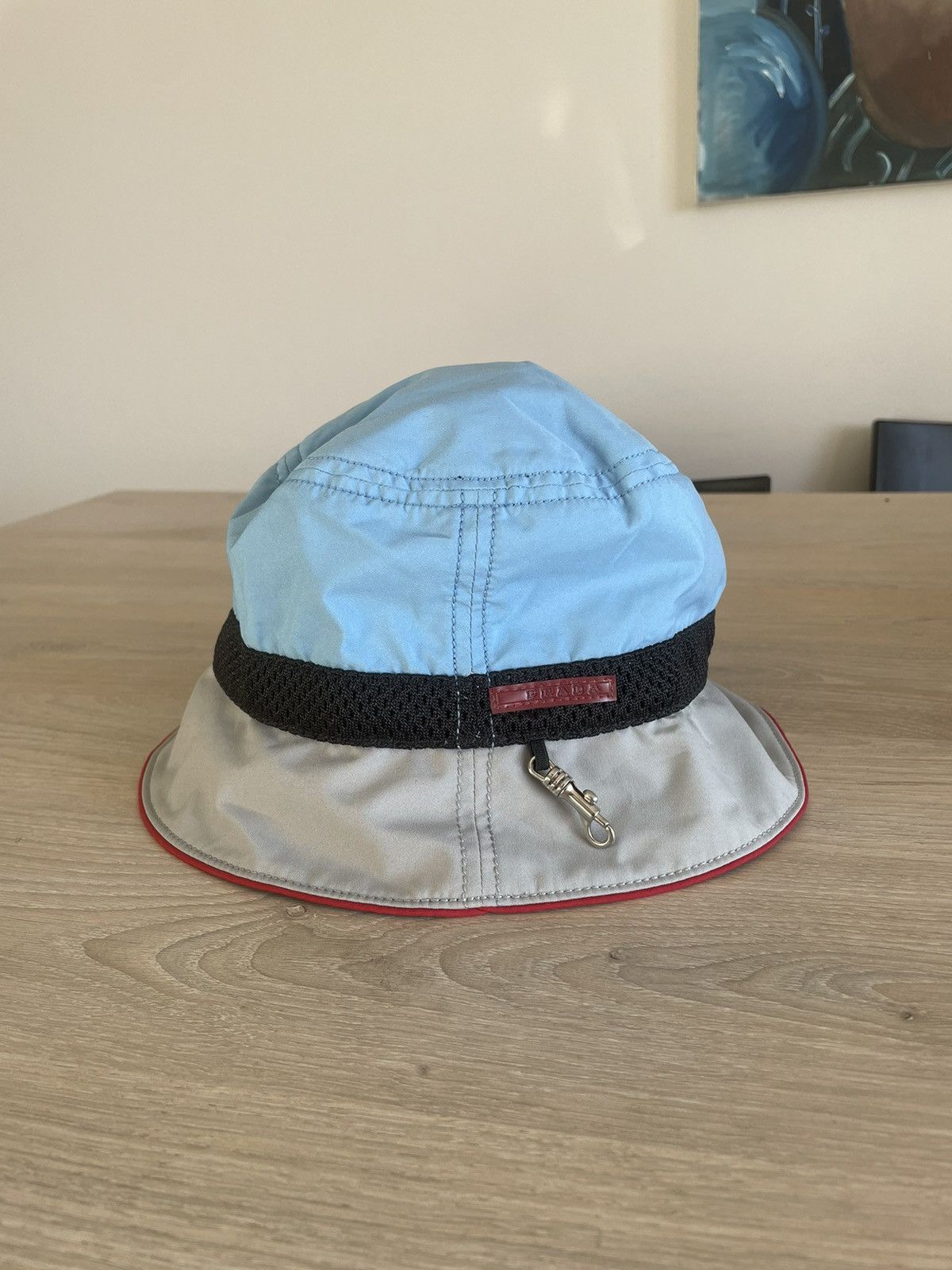 Prada Blue Bucket Hat And Suede Bag, Men's