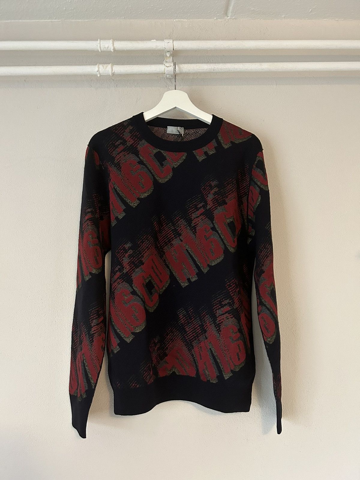 image of Dior Cdh16 Print Sweater in Black/Red, Men's (Size Large)