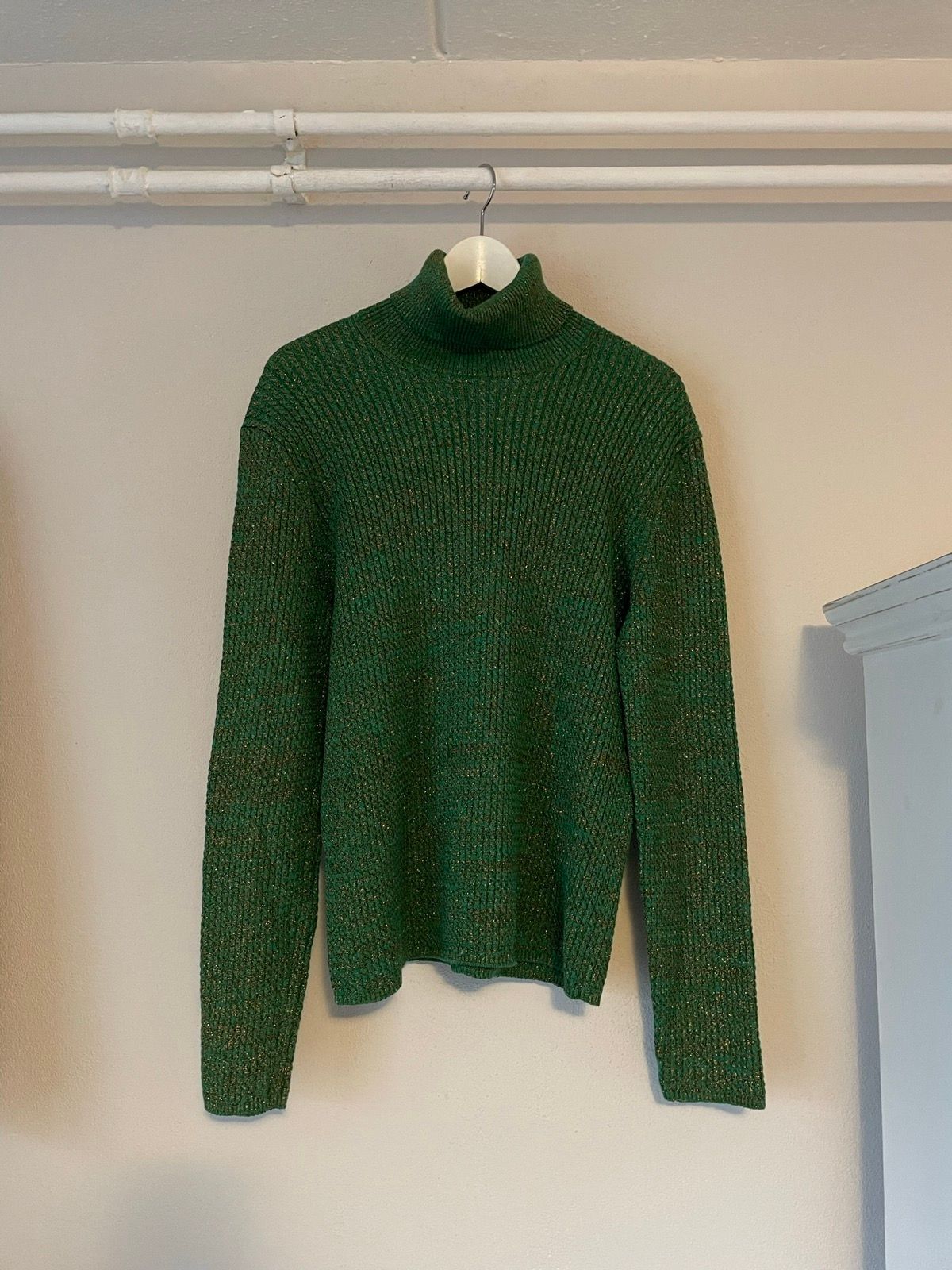 Pre-owned Gucci Green Gold Glitter Turtleneck
