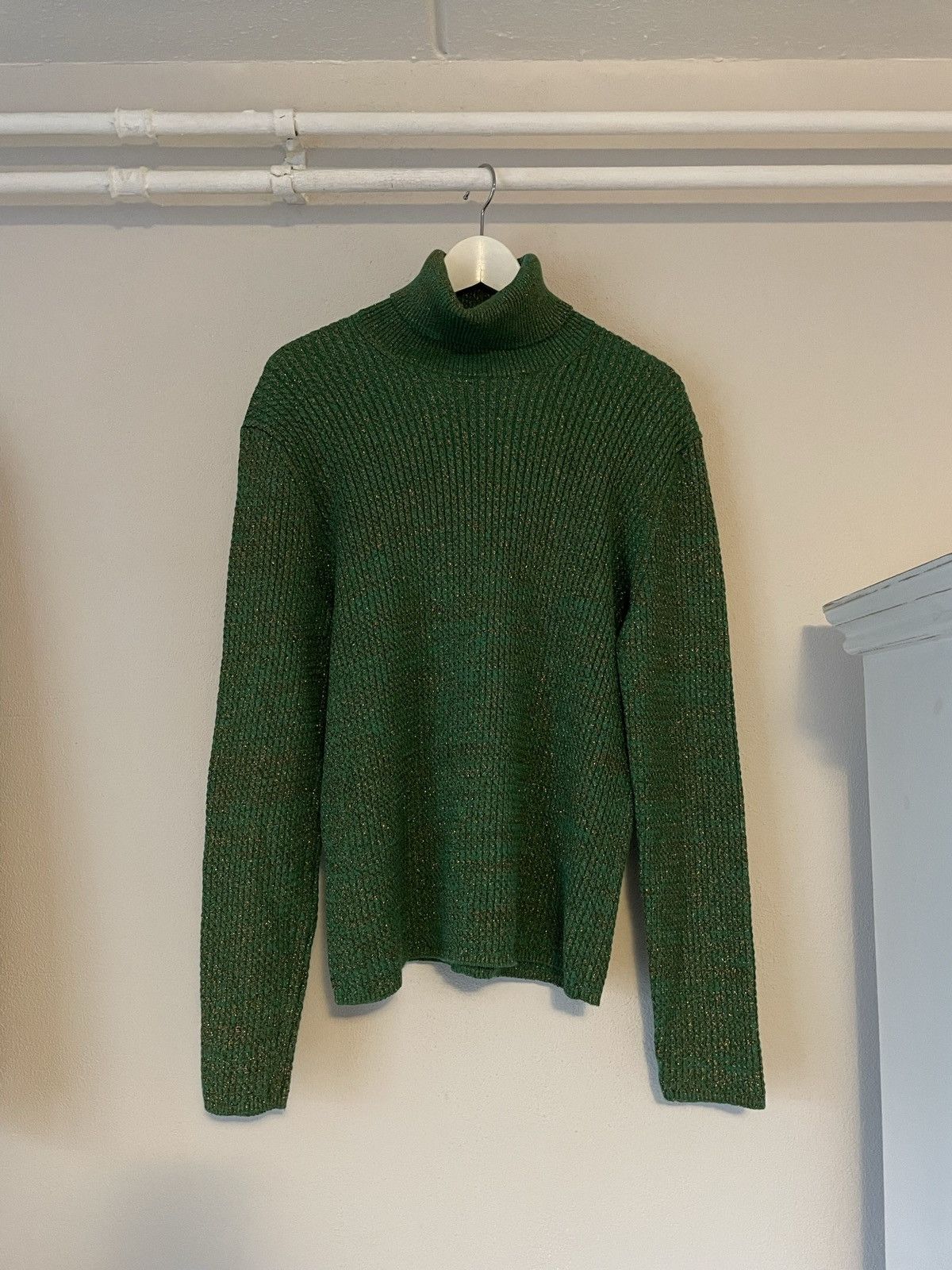 image of Gucci Green Gold Glitter Turtleneck, Men's (Size Medium)