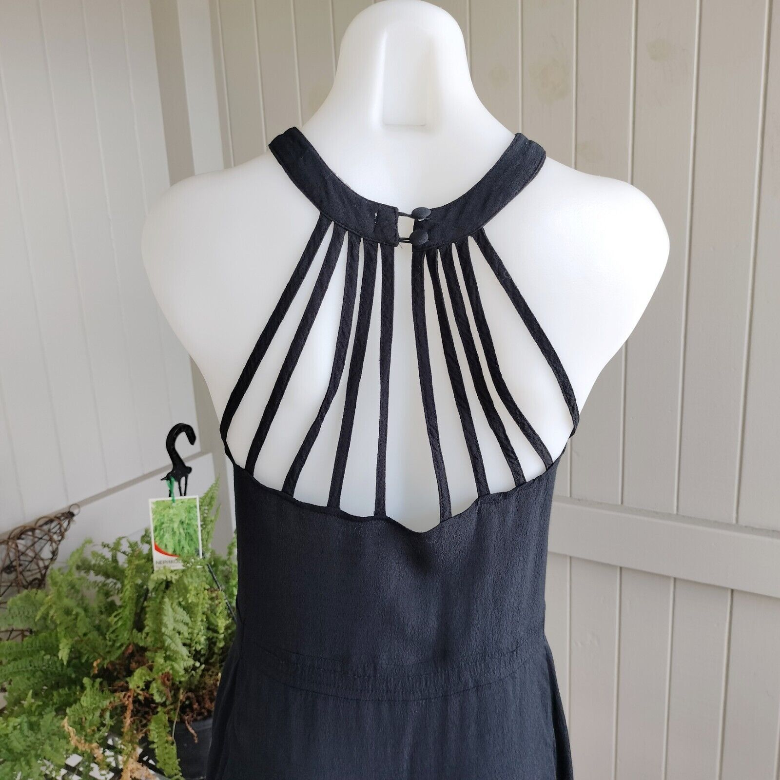 Designer Mossman Dress A Line Mini Halter Crepe Cutout Strappy LBD Size S / US 4 / IT 40 - 4 Thumbnail