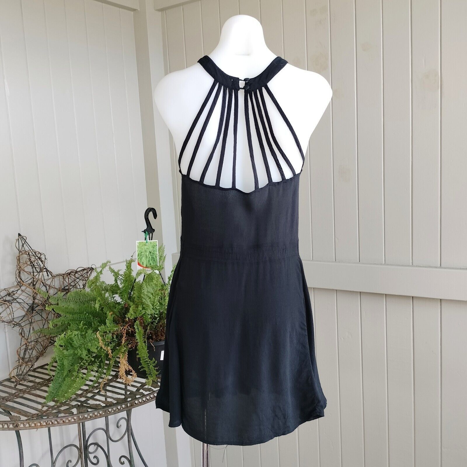 Designer Mossman Dress A Line Mini Halter Crepe Cutout Strappy LBD Size S / US 4 / IT 40 - 3 Thumbnail
