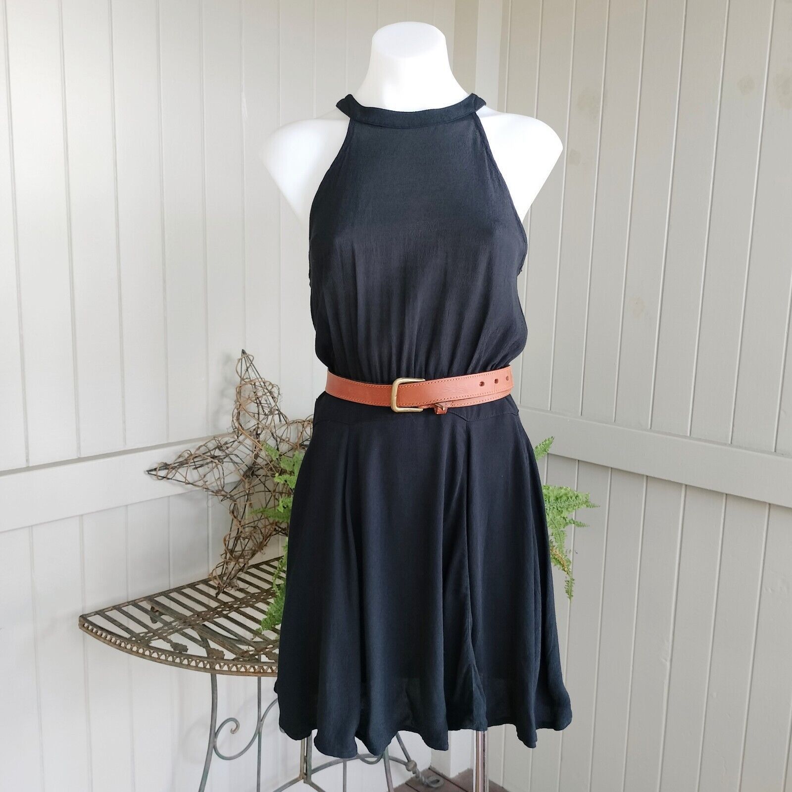 Designer Mossman Dress A Line Mini Halter Crepe Cutout Strappy LBD Size S / US 4 / IT 40 - 1 Thumbnail