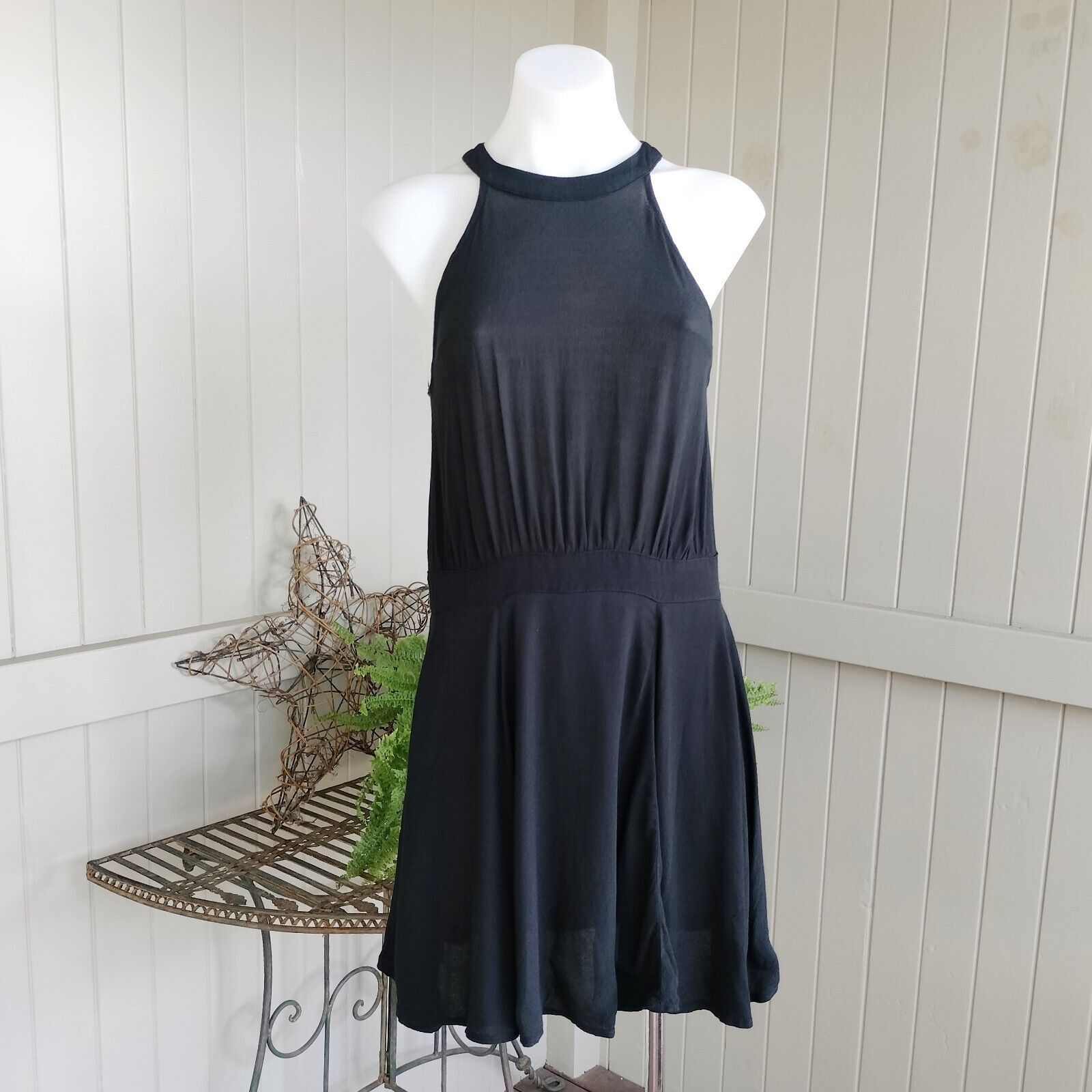 Designer Mossman Dress A Line Mini Halter Crepe Cutout Strappy LBD Size S / US 4 / IT 40 - 2 Thumbnail