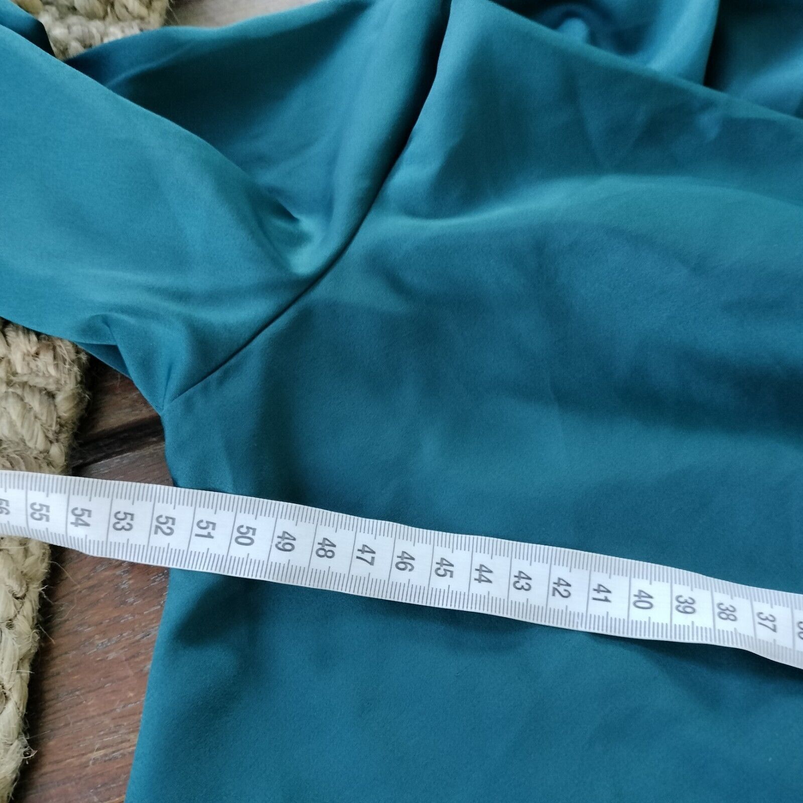 Shein Shein Blouse Top Teal Satin Cowl Neck Flounce Sleeve Size L / US 10 / IT 46 - 9 Thumbnail