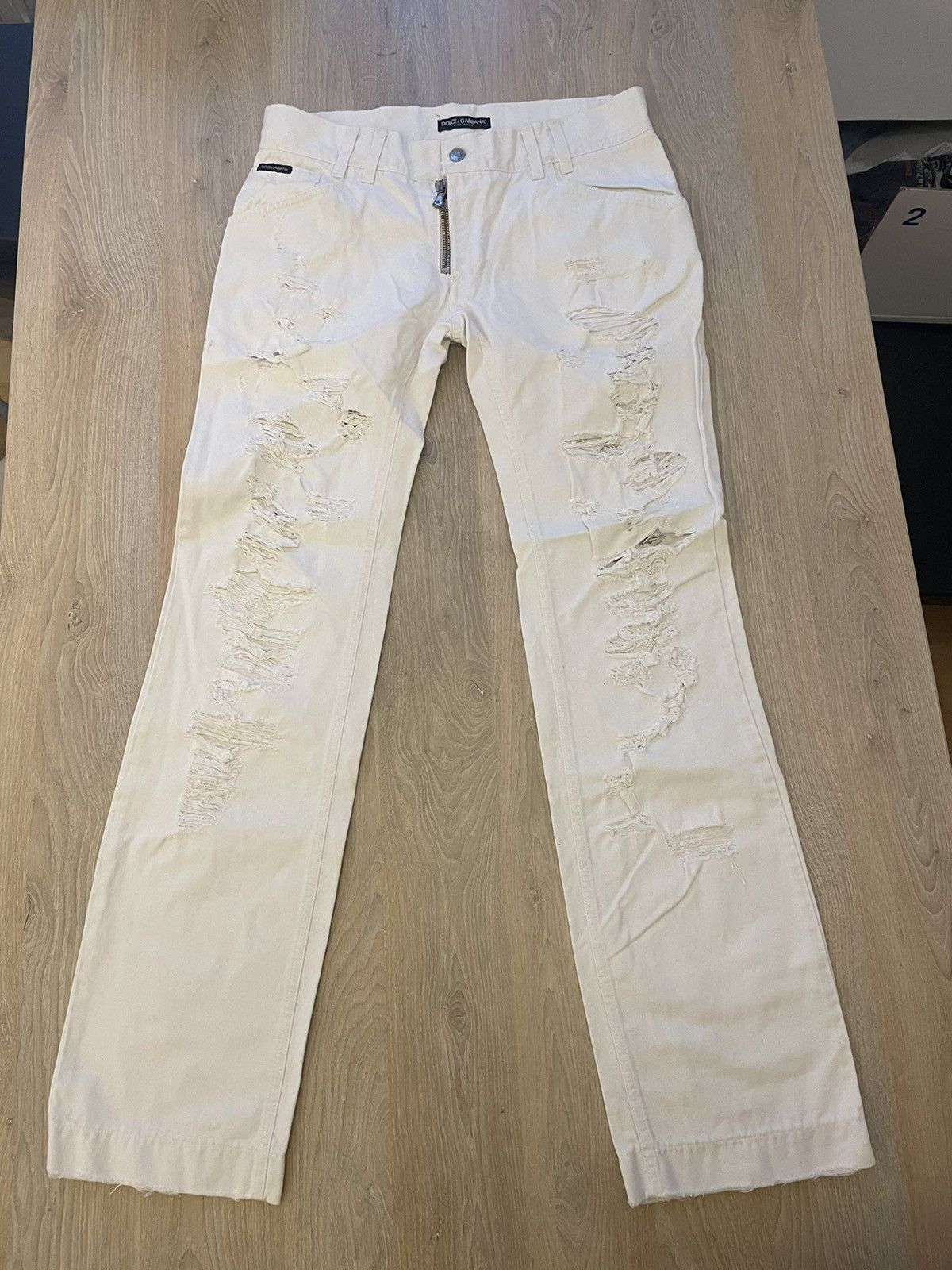 Distressed Destroyed White Jeans
