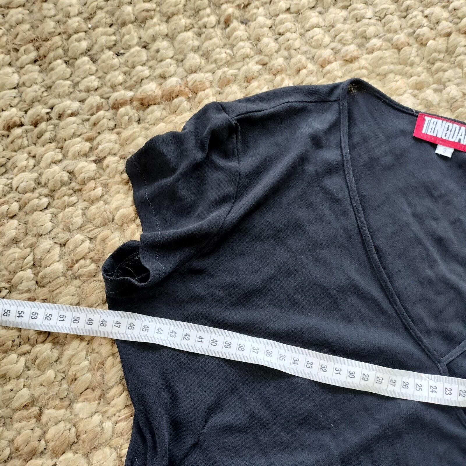 Designer × Man Made In Australia Tengdahl Vintage 90s Top Black Crossover Faux Wrap Size L / US 10 / IT 46 - 8 Thumbnail