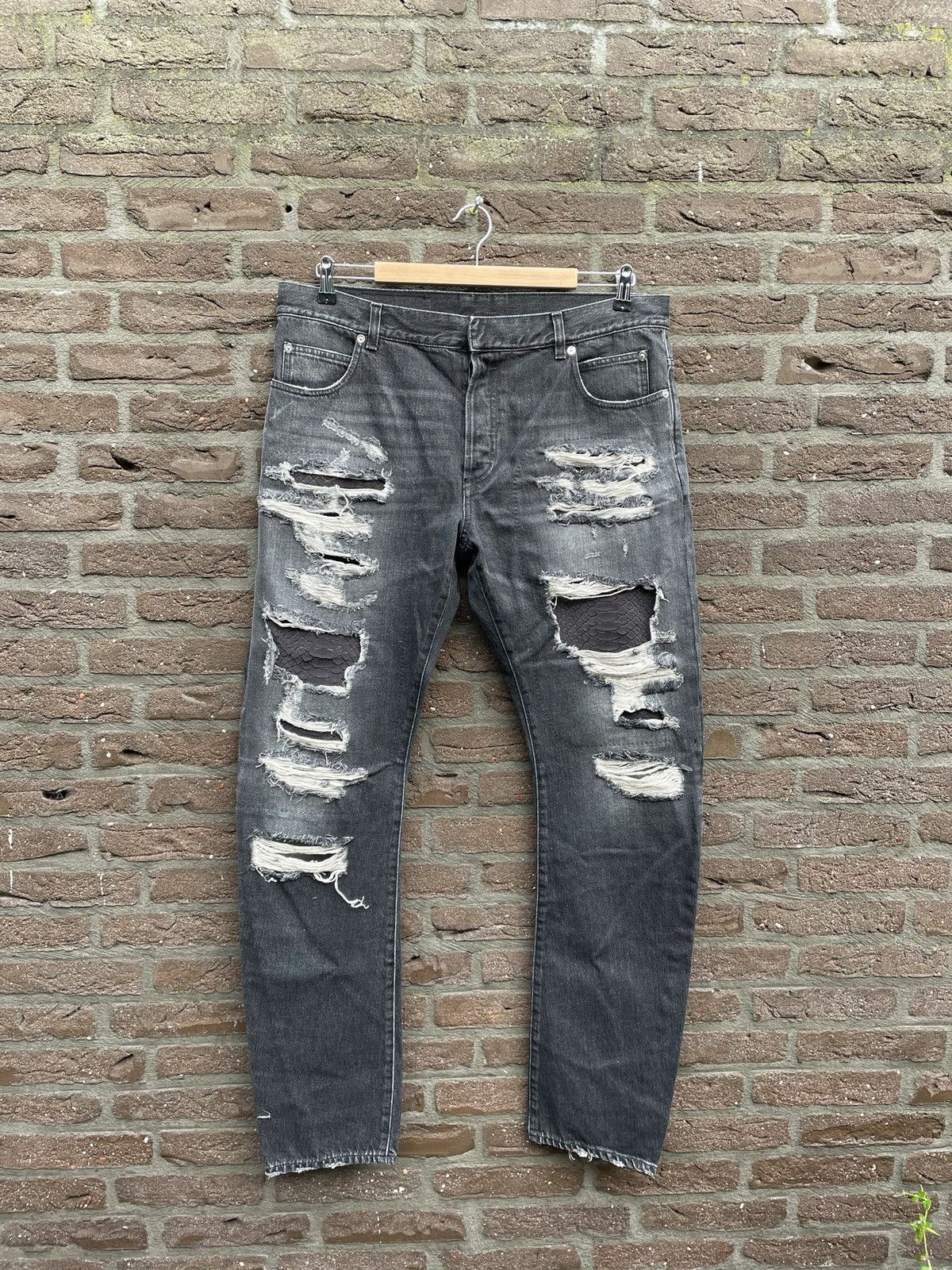 Dark Denim Python Destroyed Twist Jeans
