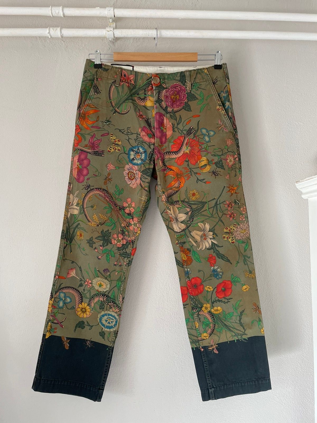 Pre-owned Gucci Floral Snake Chino Pant