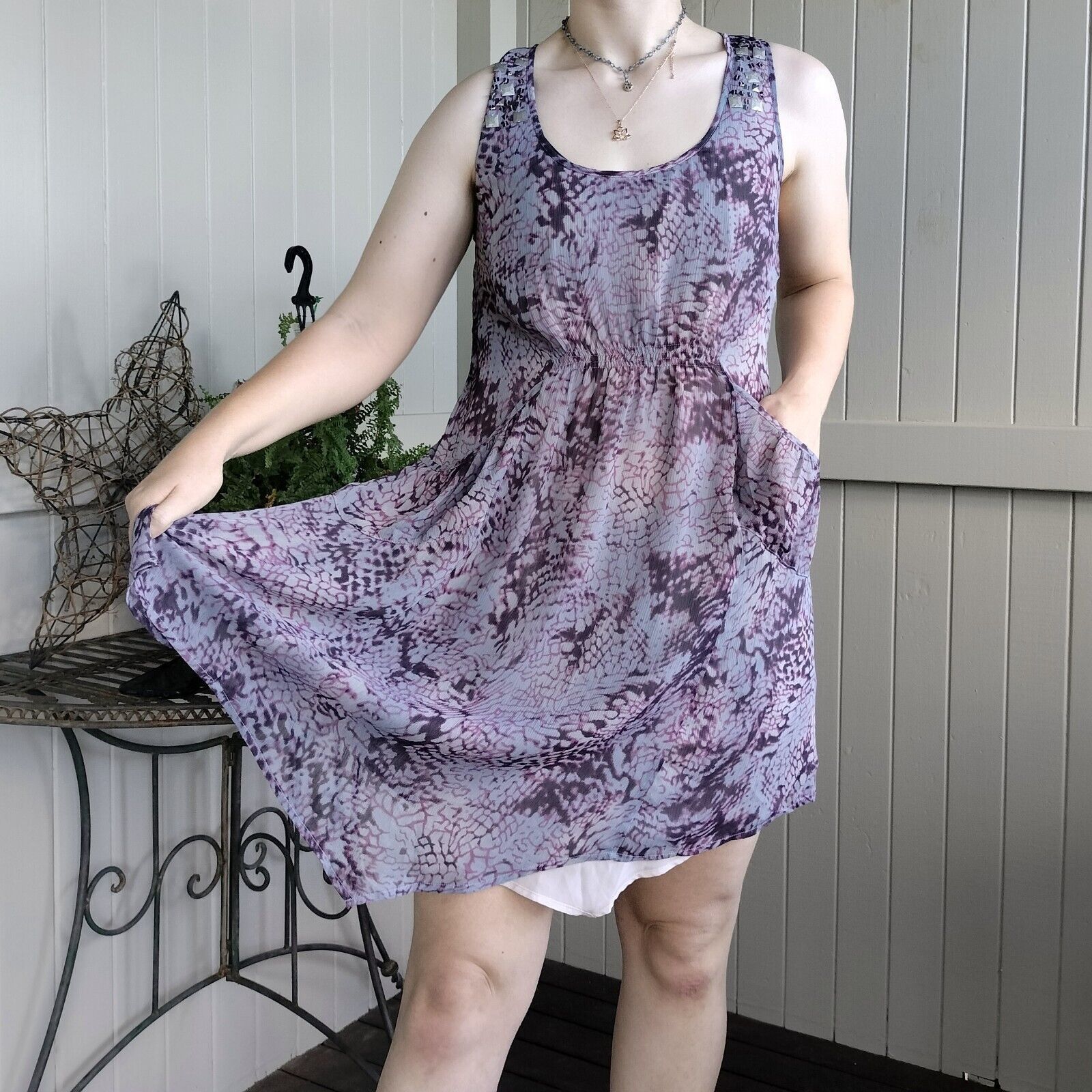 Designer Vintage Y2K Just Jeans Dress Mini Embellished Bias Cut Doof Size M / US 6-8 / IT 42-44 - 4 Thumbnail