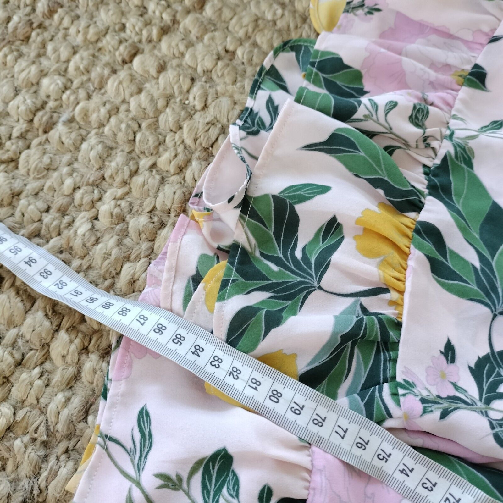 Designer Portmans Dress Pink Floral Mini A Line Off Shoulder Size L / US 10 / IT 46 - 9 Thumbnail