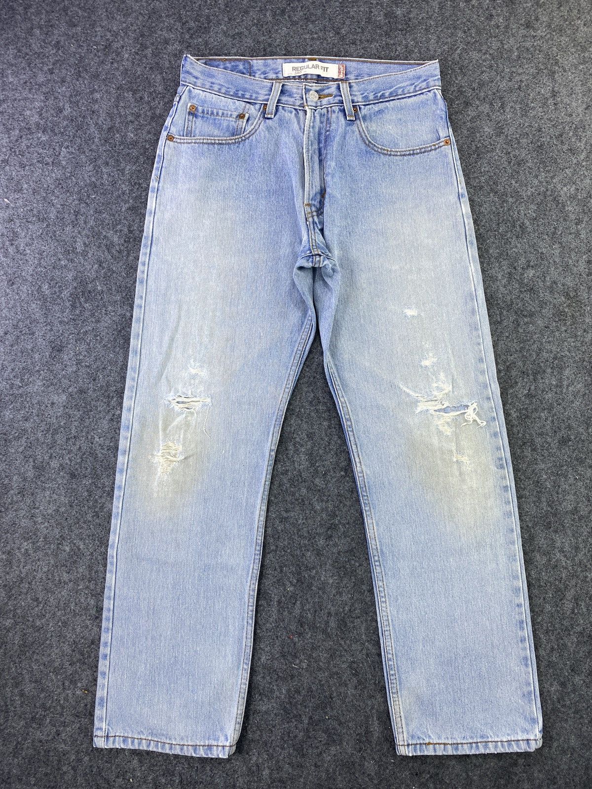 Jean Vintage Levis 505 Distress Blue wash Jeans - J548 Size US 31 - 1 Thumbnail