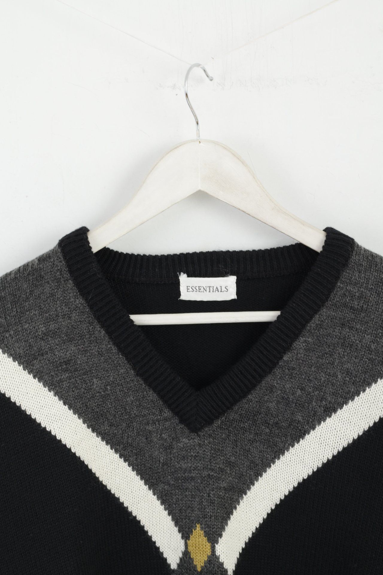 Vintage Essentials Men M Jumper Black Wool Blend Vintage 2944 Size US M / EU 48-50 / 2 - 2 Thumbnail