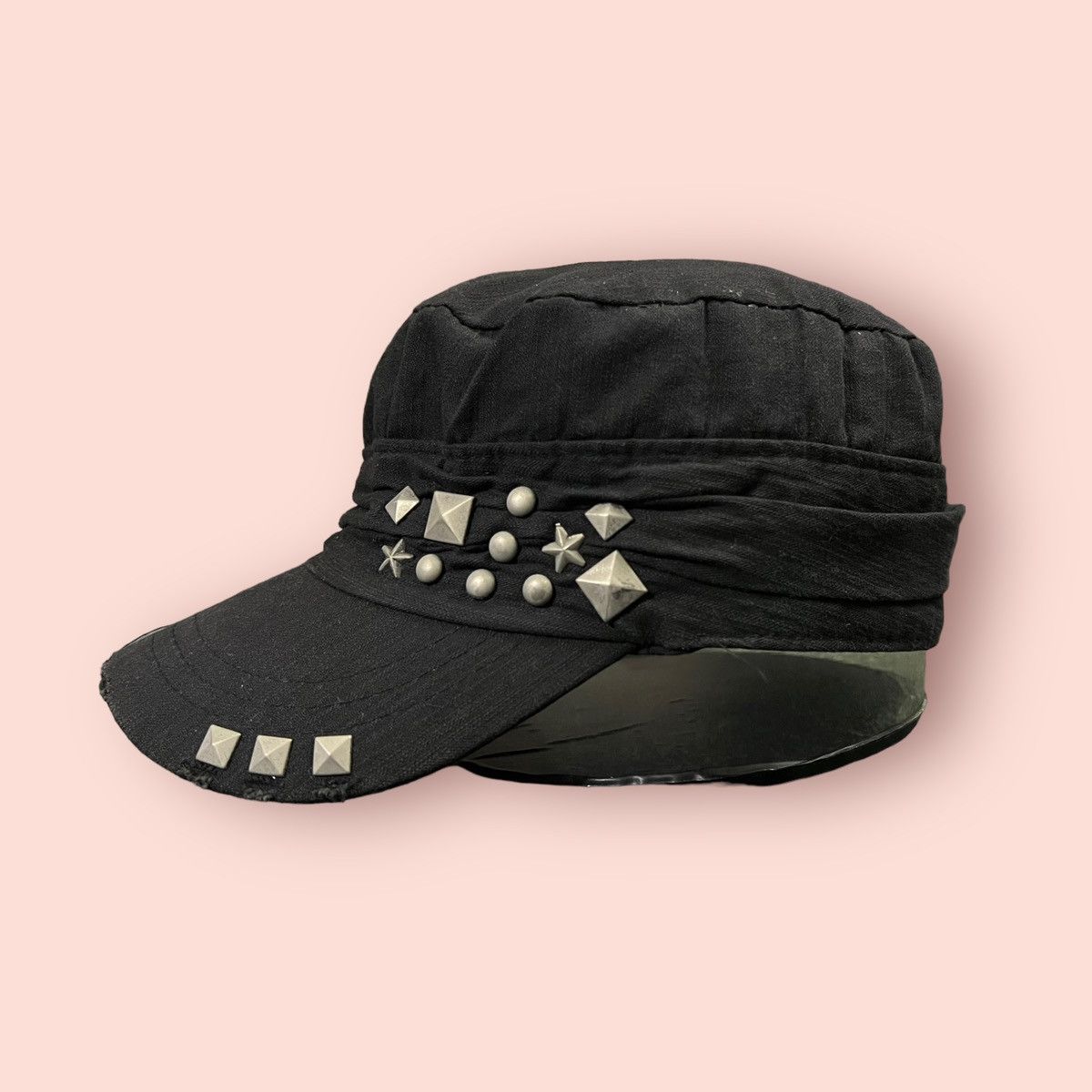Seditionaries VINTAGE DISTRESSED STUDDED ROUND PLEATED PATROL HAT Size ONE SIZE - 3 Thumbnail