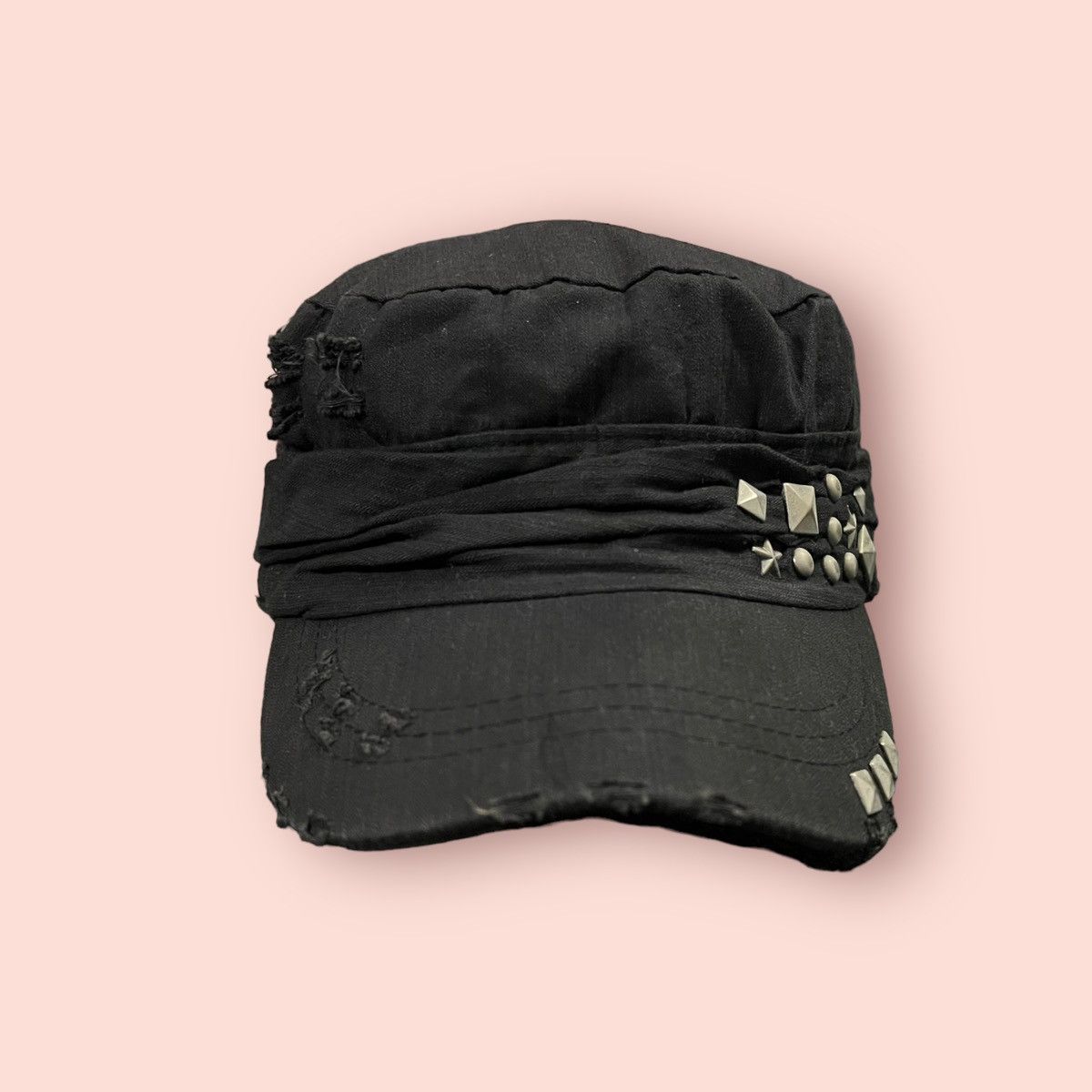 Seditionaries VINTAGE DISTRESSED STUDDED ROUND PLEATED PATROL HAT Size ONE SIZE - 9 Thumbnail