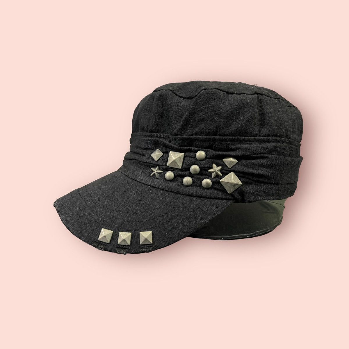 Seditionaries VINTAGE DISTRESSED STUDDED ROUND PLEATED PATROL HAT Size ONE SIZE - 7 Thumbnail