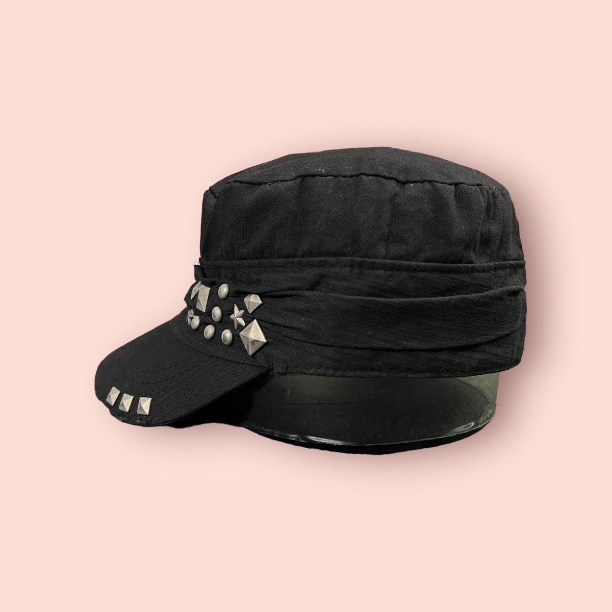 Seditionaries VINTAGE DISTRESSED STUDDED ROUND PLEATED PATROL HAT Size ONE SIZE - 5 Thumbnail