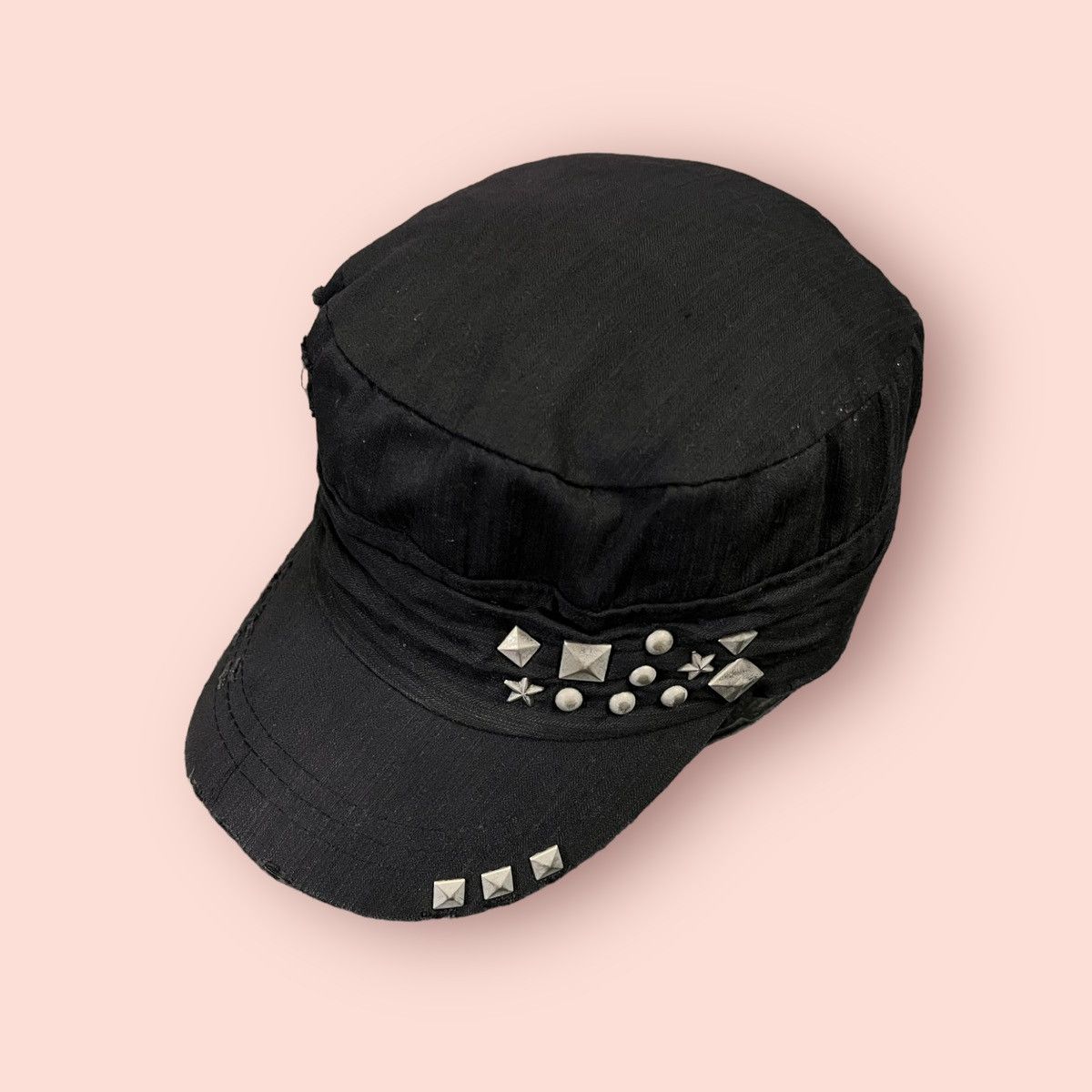 Seditionaries VINTAGE DISTRESSED STUDDED ROUND PLEATED PATROL HAT Size ONE SIZE - 4 Thumbnail