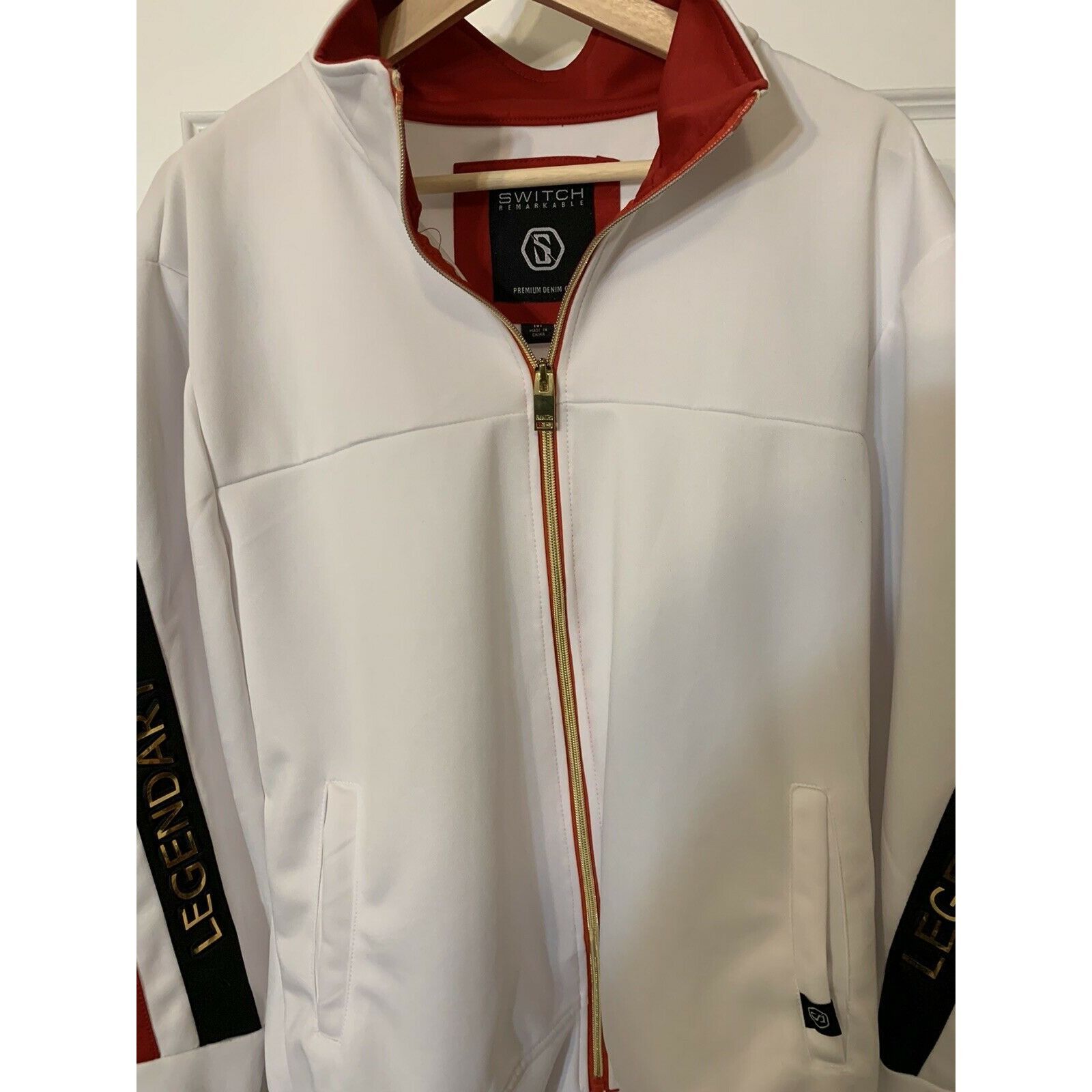 Other Switch Remarkable Mens Sz M White Red legendary Jacket track Size US M / EU 48-50 / 2 - 3 Thumbnail