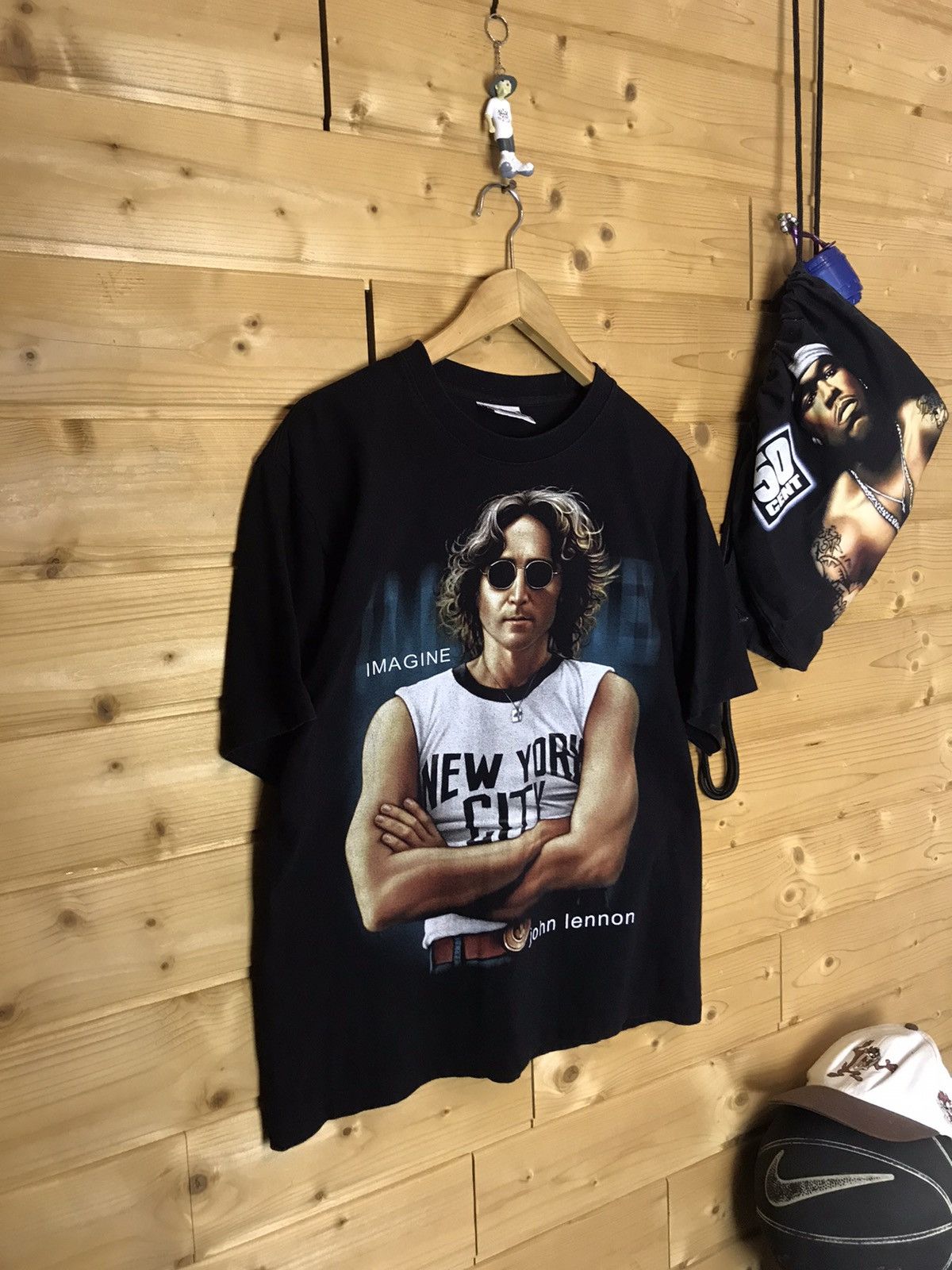 RARE VTG 90s Single Stitch John Lennon Big Face AOP store Size XL