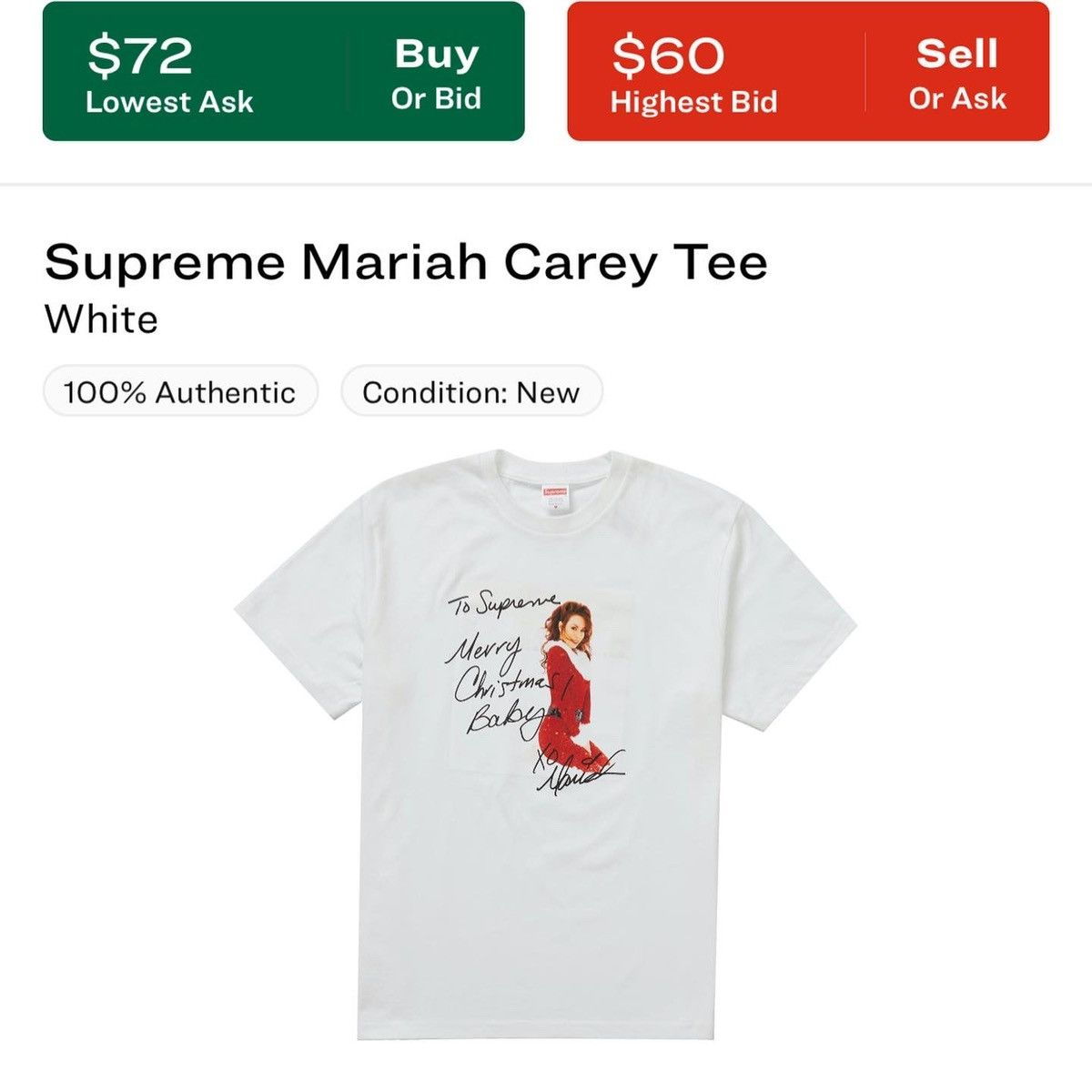 Supreme Supreme Mariah Carey Christmas Tee Size US L / EU 52-54 / 3 - 2 Thumbnail