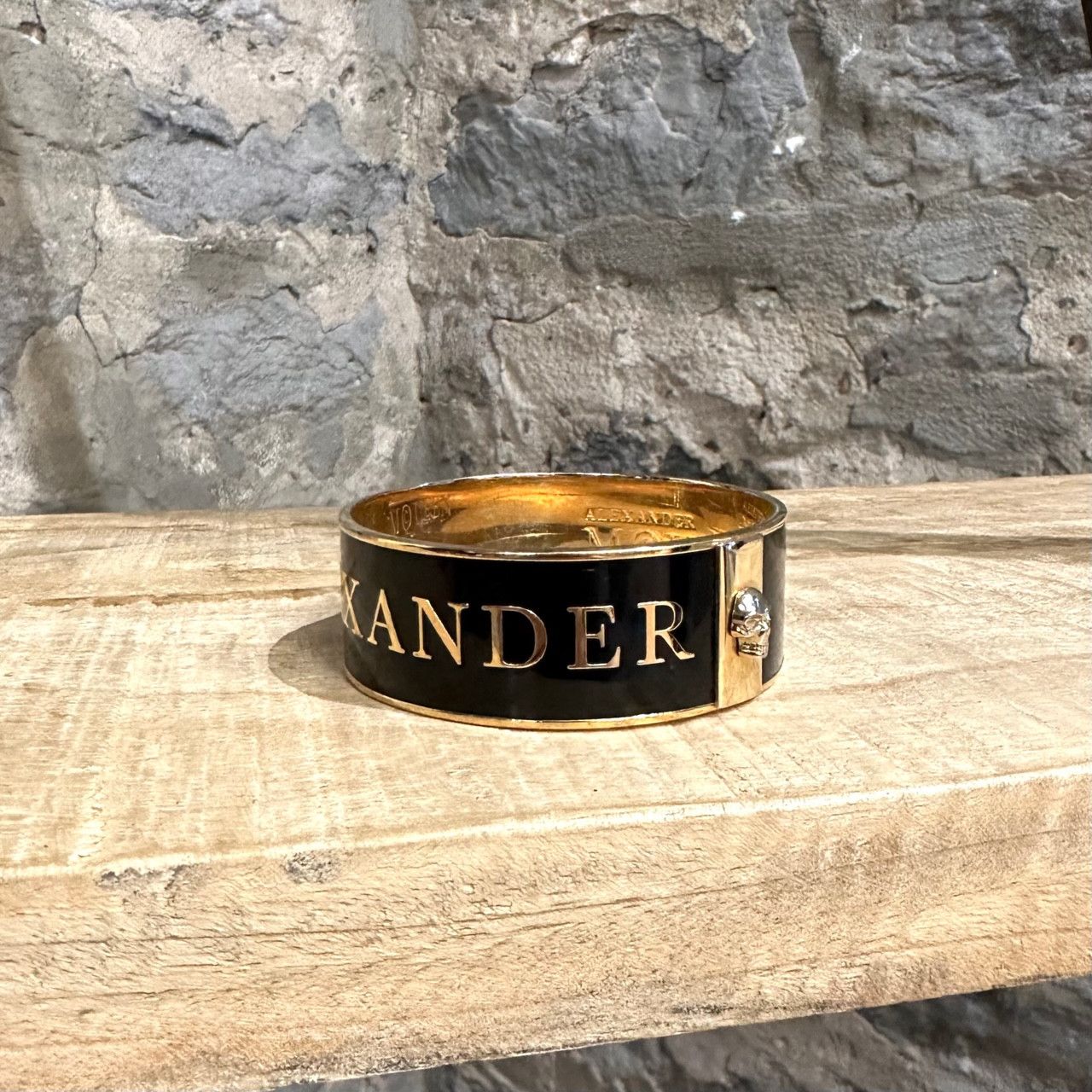 Alexander McQueen Alexander McQueen Black Enamel 3D Logo Bangle Bracelet Size ONE SIZE - 2 Thumbnail
