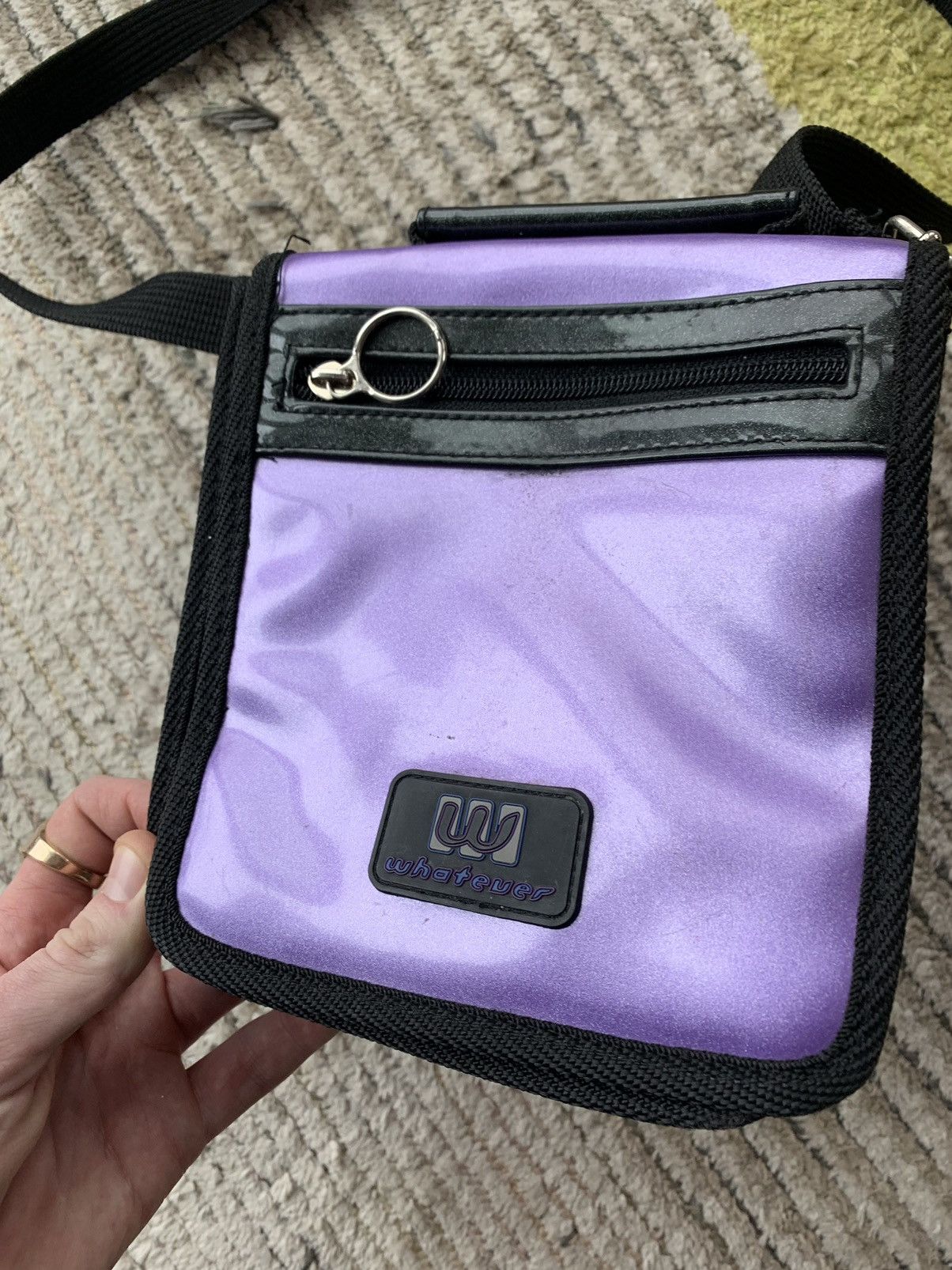 Japanese Brand 2000s Purple PVC Crossbody Bag Y2K Vintage Side Bags Sling Size ONE SIZE - 4 Thumbnail