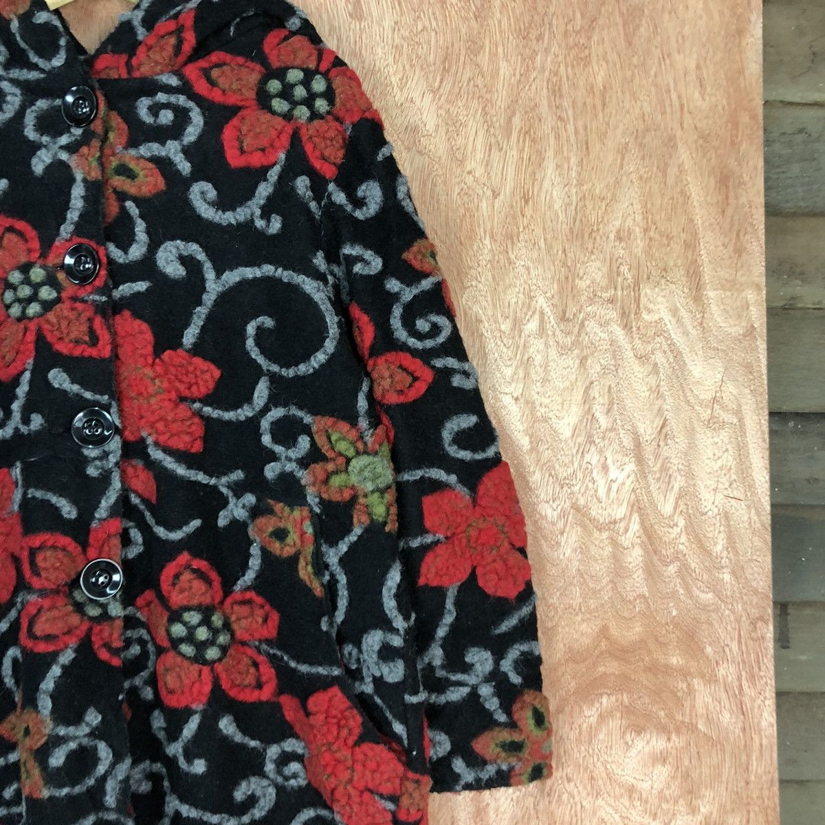 Japanese Brand × Vintage Vintage Wool Cardigan Flower Print Made In Italy Size US L / EU 52-54 / 3 - 5 Thumbnail