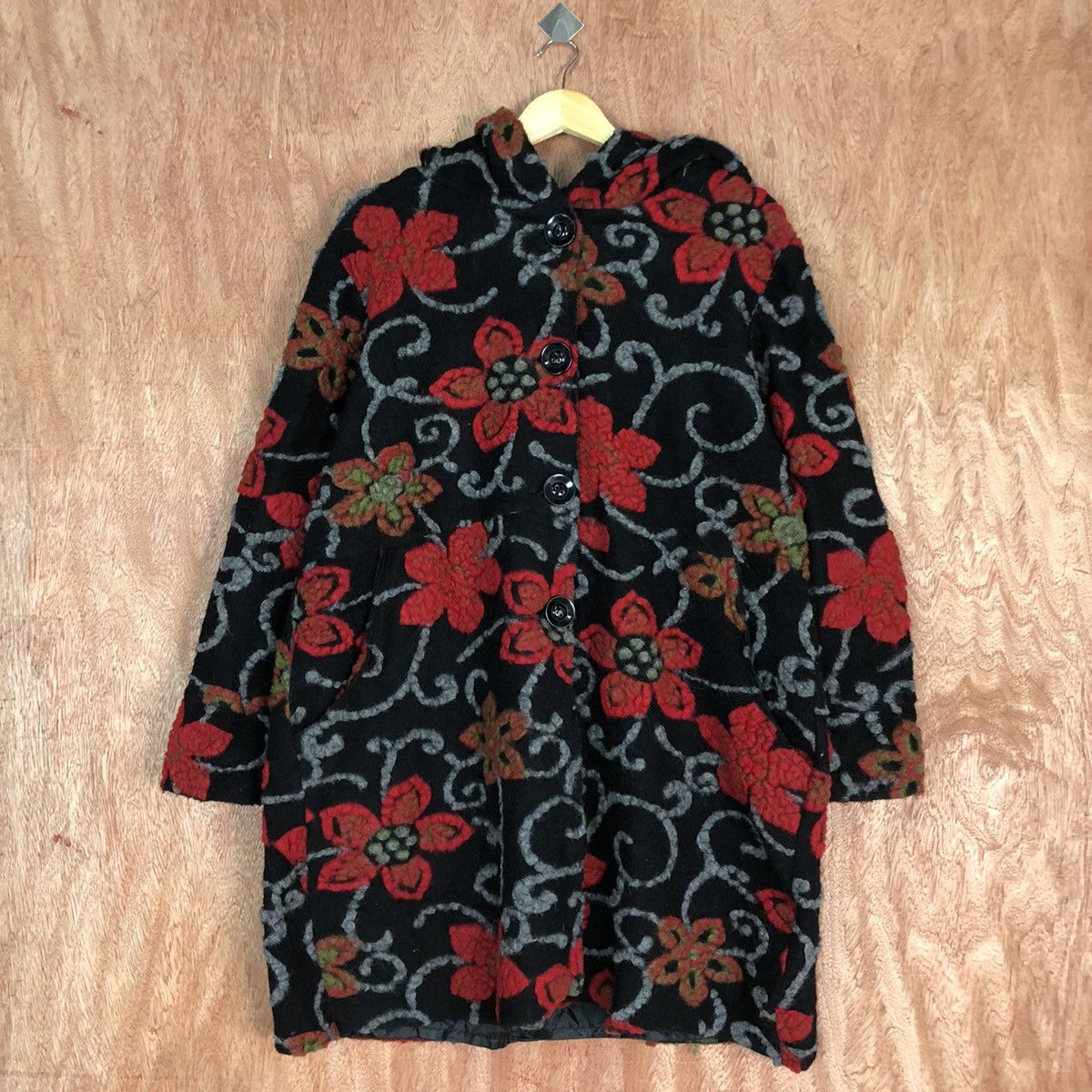 Japanese Brand × Vintage Vintage Wool Cardigan Flower Print Made In Italy Size US L / EU 52-54 / 3 - 1 Thumbnail
