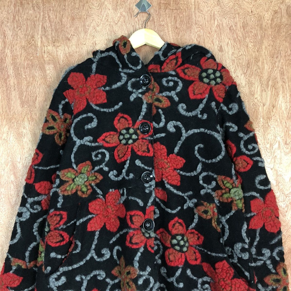 Japanese Brand × Vintage Vintage Wool Cardigan Flower Print Made In Italy Size US L / EU 52-54 / 3 - 8 Thumbnail