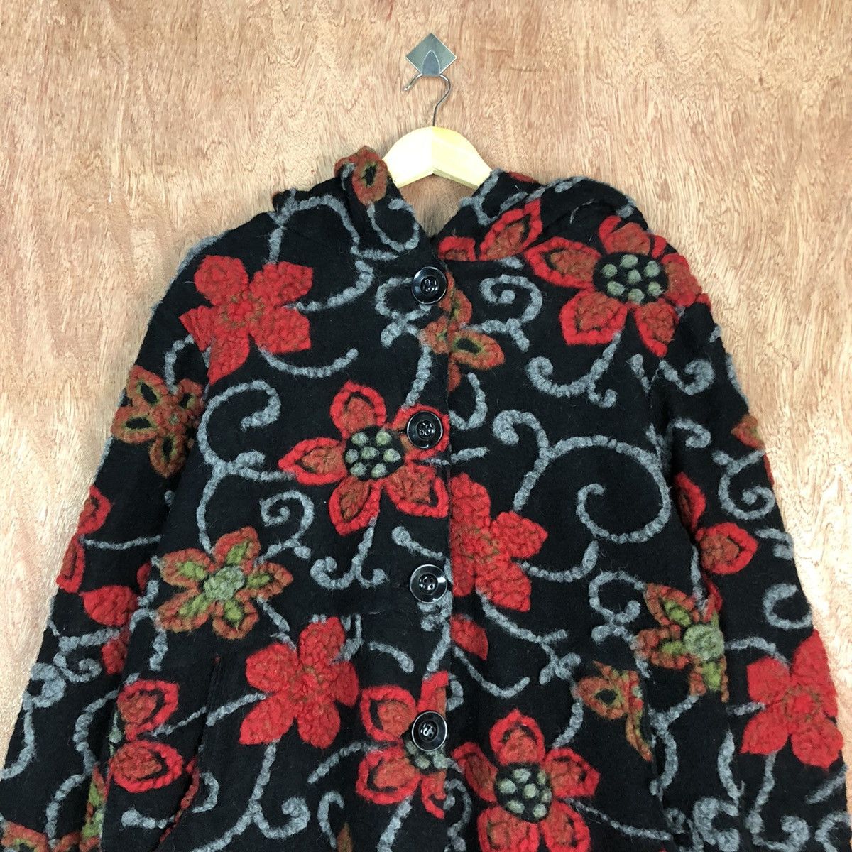 Japanese Brand × Vintage Vintage Wool Cardigan Flower Print Made In Italy Size US L / EU 52-54 / 3 - 2 Thumbnail