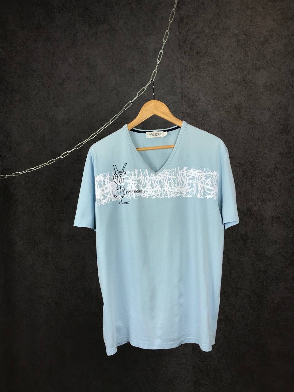 Yves Saint Laurent YSL Yves Saint Laurent luxury streetwear vintage v neck tee Size US L / EU 52-54 / 3 - 1 Thumbnail