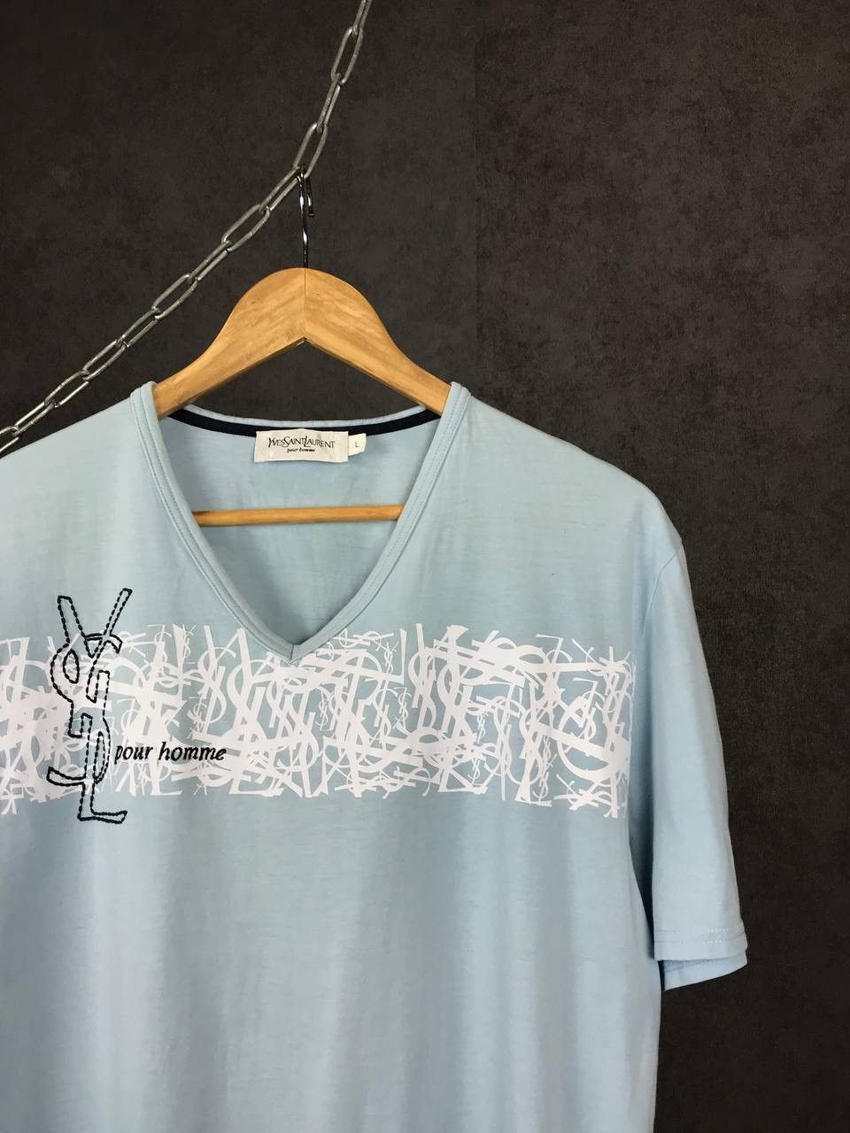 Yves Saint Laurent YSL Yves Saint Laurent luxury streetwear vintage v neck tee Size US L / EU 52-54 / 3 - 2 Thumbnail