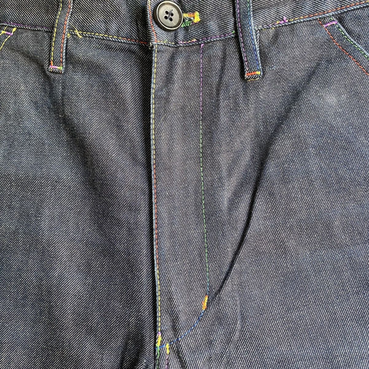 Comme des Garcons CDG Shirts Line Rainbow Stitched Blue Raw Pants Size US 32 / EU 48 - 2 Thumbnail