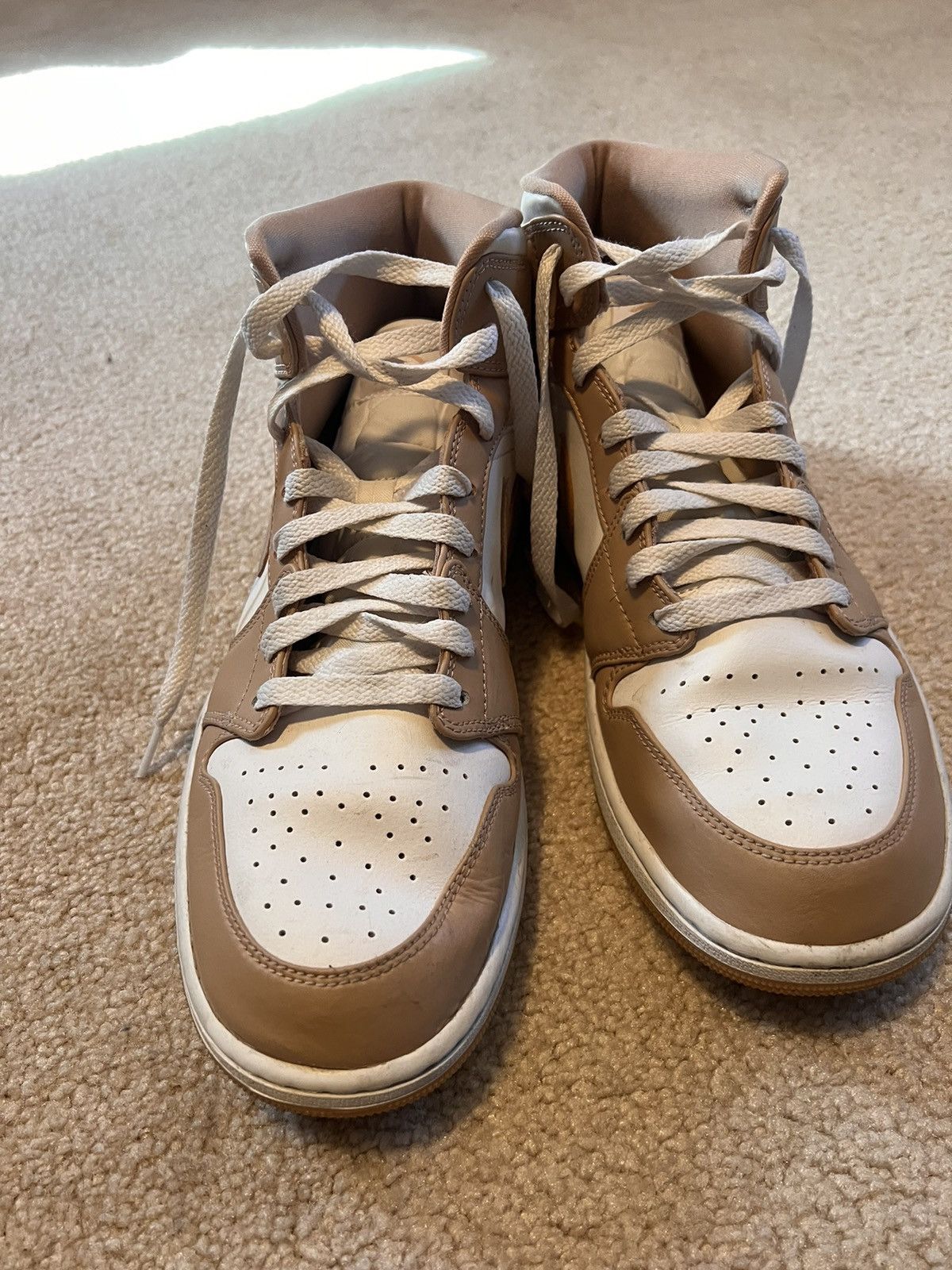 tan and green jordans