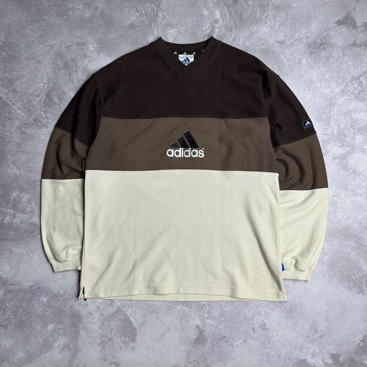 Adidas × Vintage Vintage Adidas Brown Cream Sweatshirt Rare 1999 Y2K Size US M / EU 48-50 / 2 - 1 Thumbnail