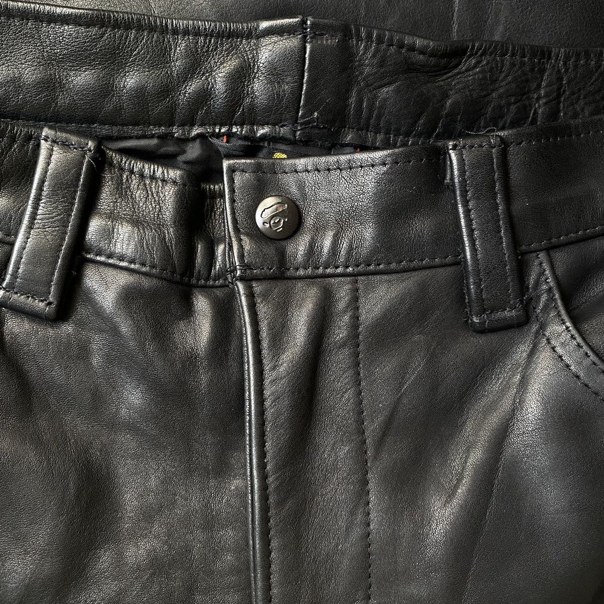 Vintage Bape X Post Overall Cowhide Slim Fit Leather Pants
