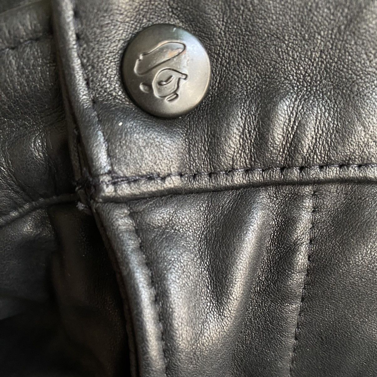 Vintage Bape X Post Overall Cowhide Slim Fit Leather Pants