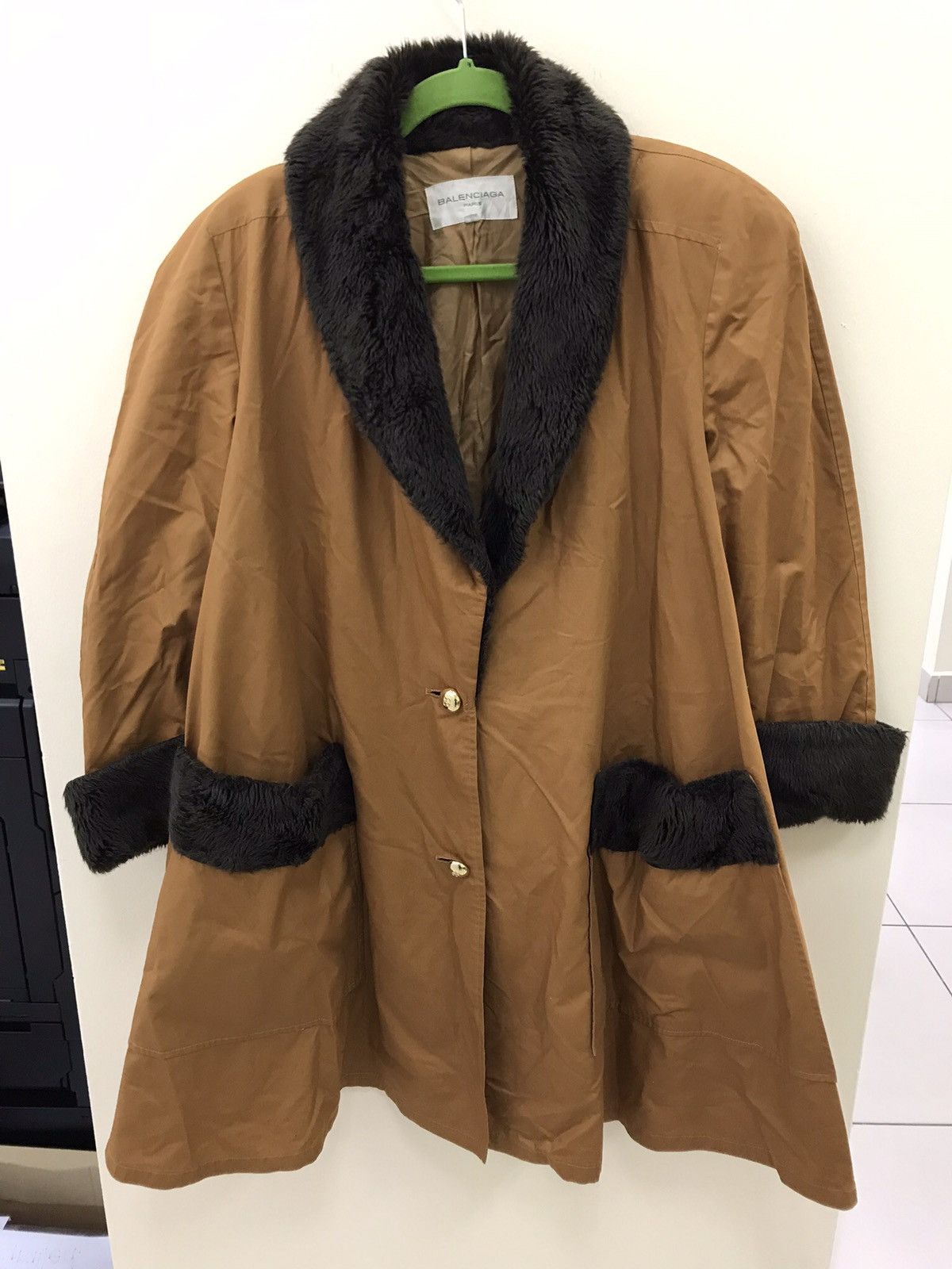 Balengiaca Faux Fur Collar Vintage Coat