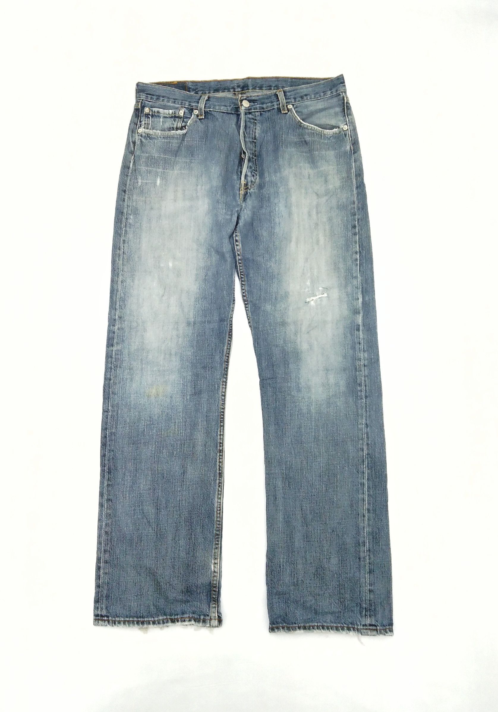 Levi's Vintage Levi's 501 Straight Leg Distressed Jeans 36x34 Size US 36 / EU 52 - 1 Thumbnail