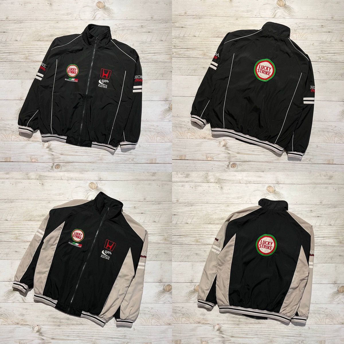 Image of Vintage Honda Lucky Strike Racing Reversible Jacket F1 90's in Black Gray, Men's (Size 2XL)