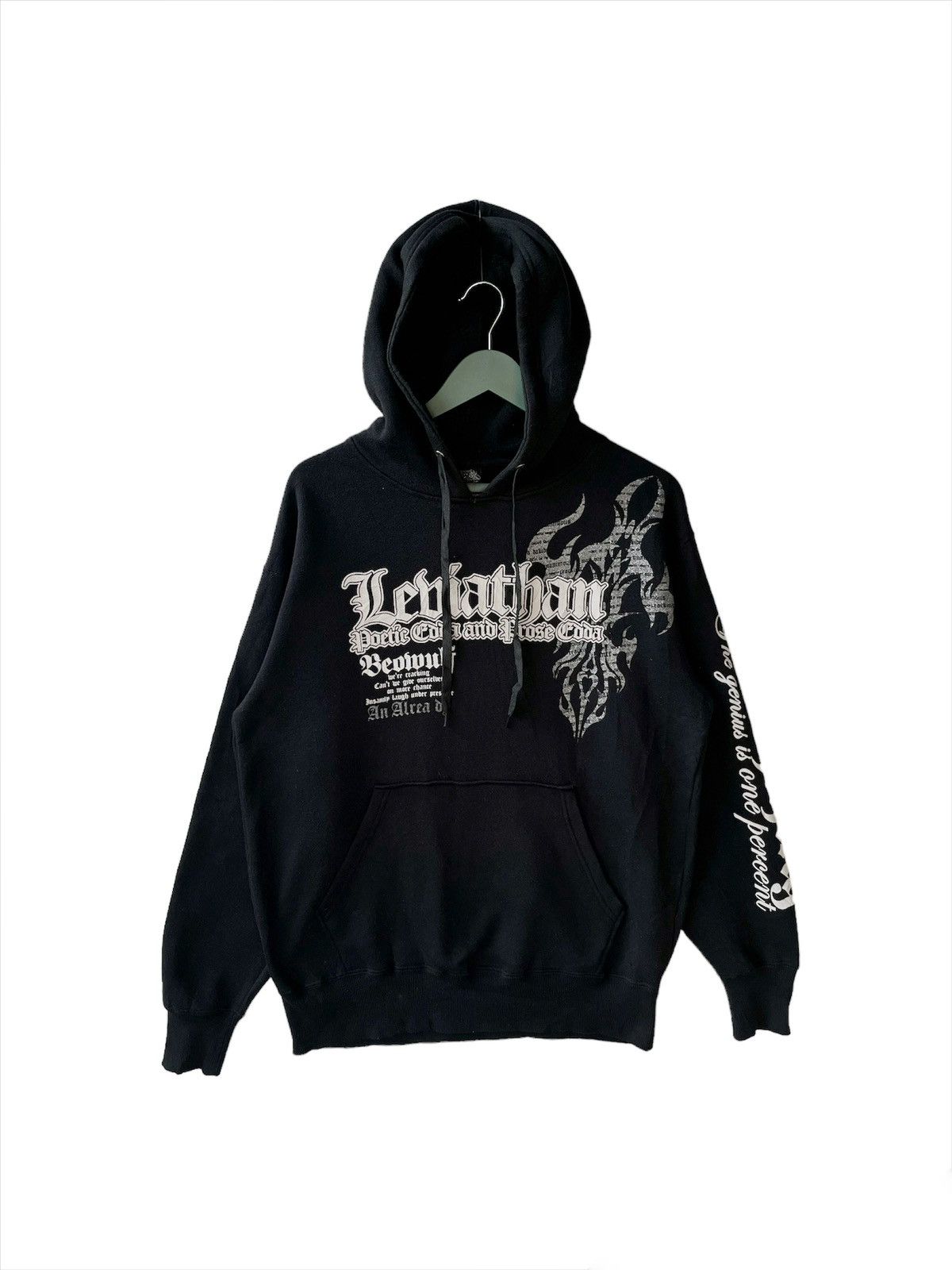 image of Vintage Beaumere Full Print Hoodie in Black, Men's (Size Large)