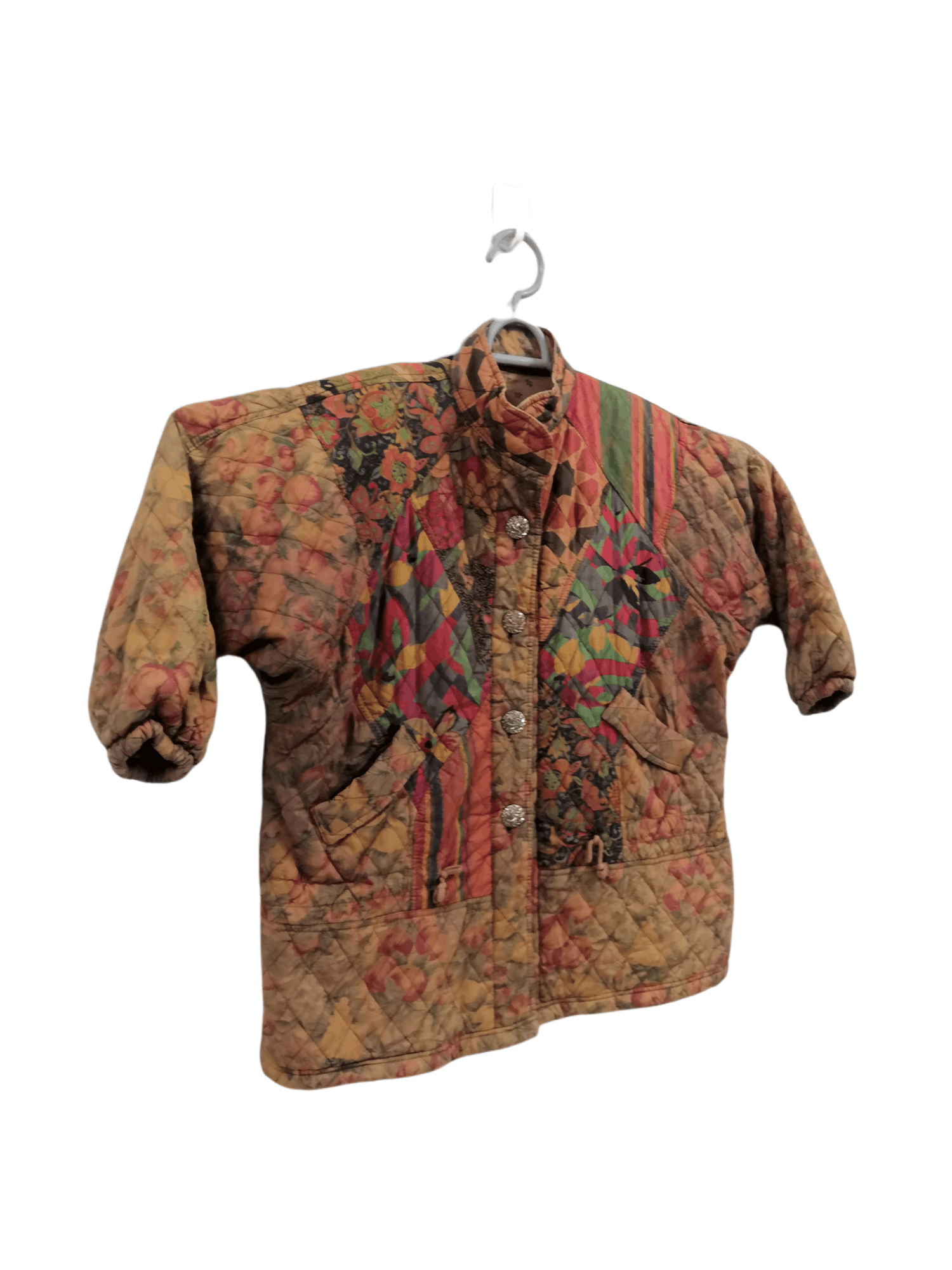 Handmade Custom Floral Quilted Upcycled Bomber Jacket Size US L / EU 52-54 / 3 - 4 Thumbnail
